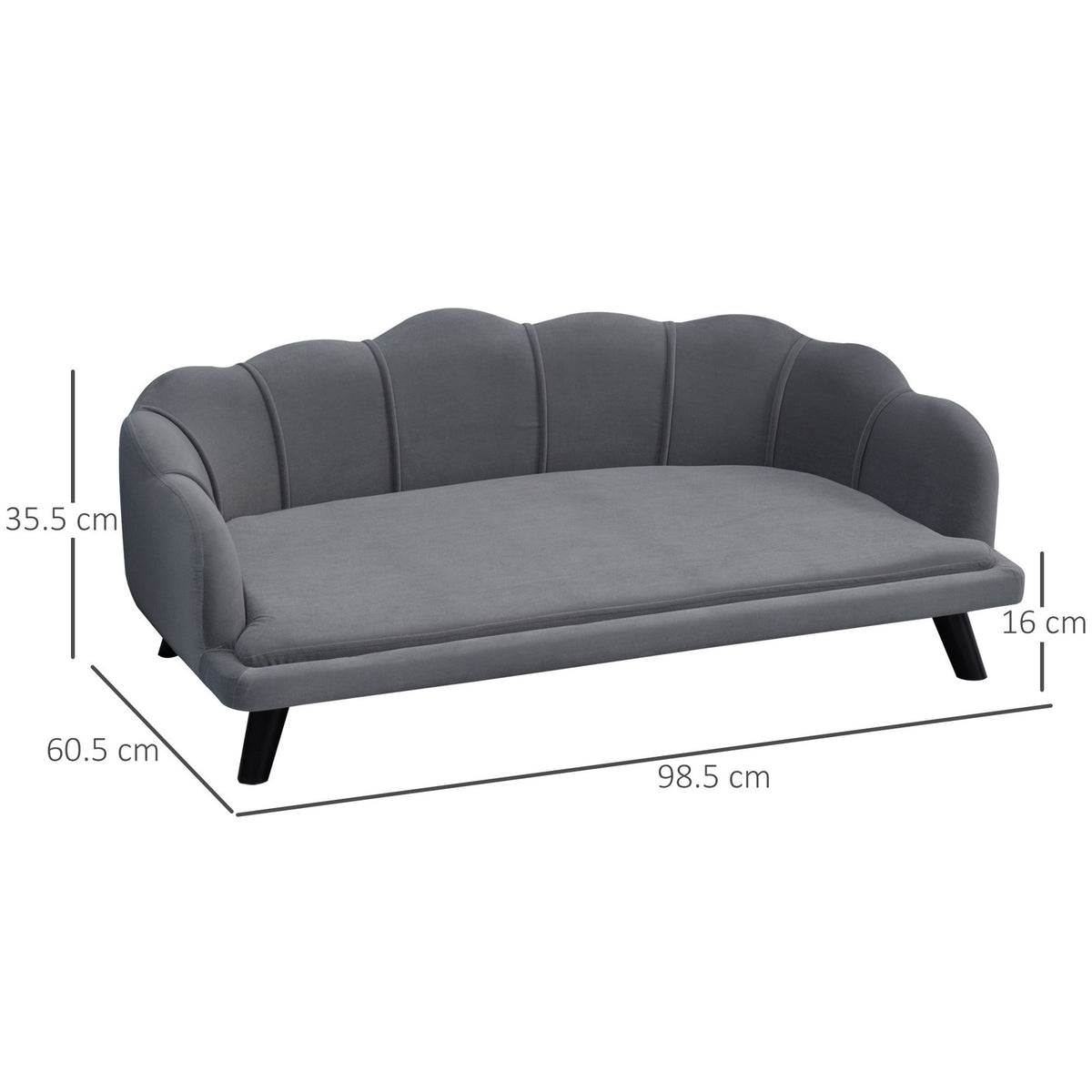 Shell Shaped Pet Sofa Bed with Wooden Legs | The Scallop Chaise