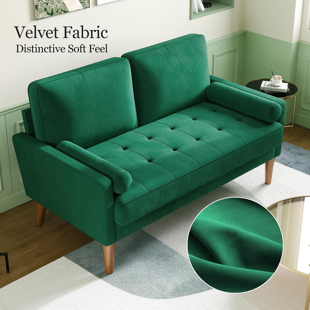 Vesgantti 2 Seater Velvet Sofa Green | The Velvet Loveseat