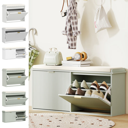 Entryway Shoe Storage Padded Seat Bench with Flip-Drawer | The Entryway Anchor