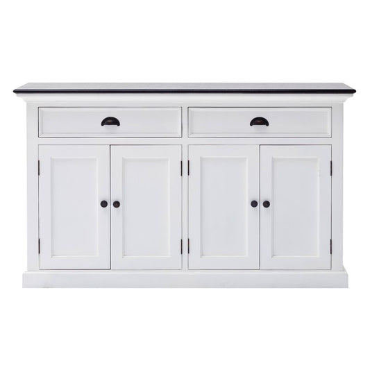 Nova Solo Classic Buffet Storage Drawer White Mahogany with Black Top