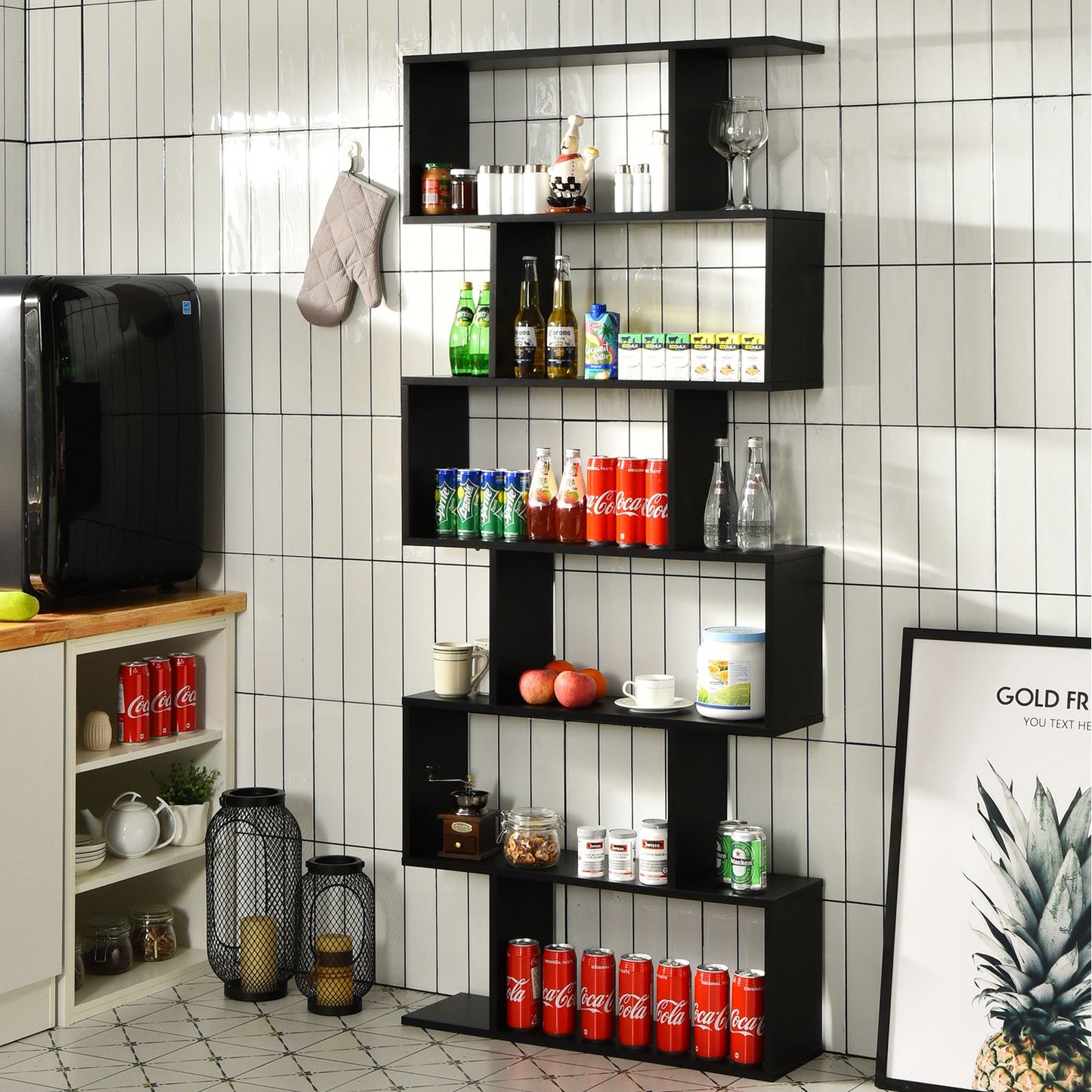 6-Tier S-Shaped Geometric Bookshelf | The Helix Column