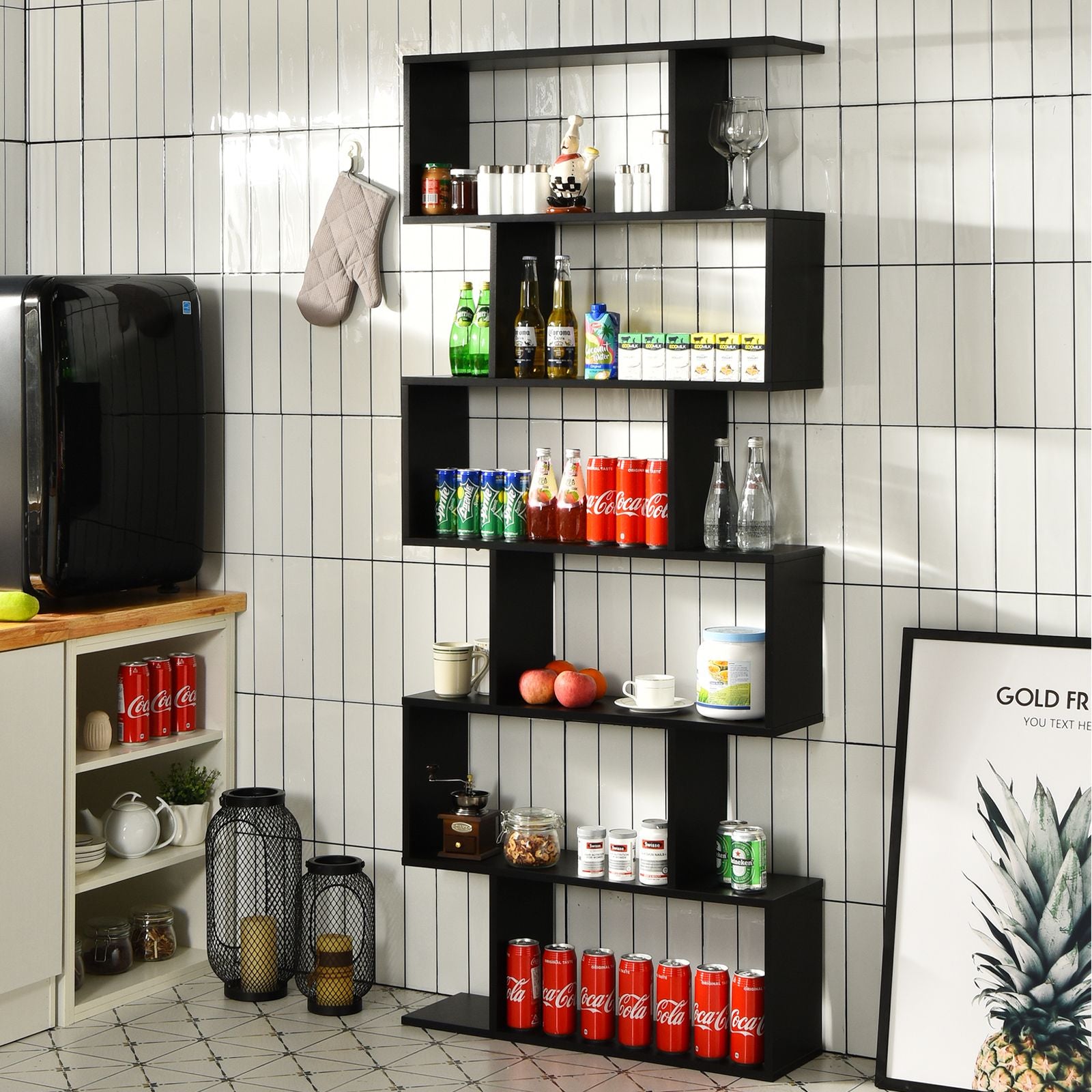 6-Tier S-Shaped Geometric Bookshelf | The Helix Column
