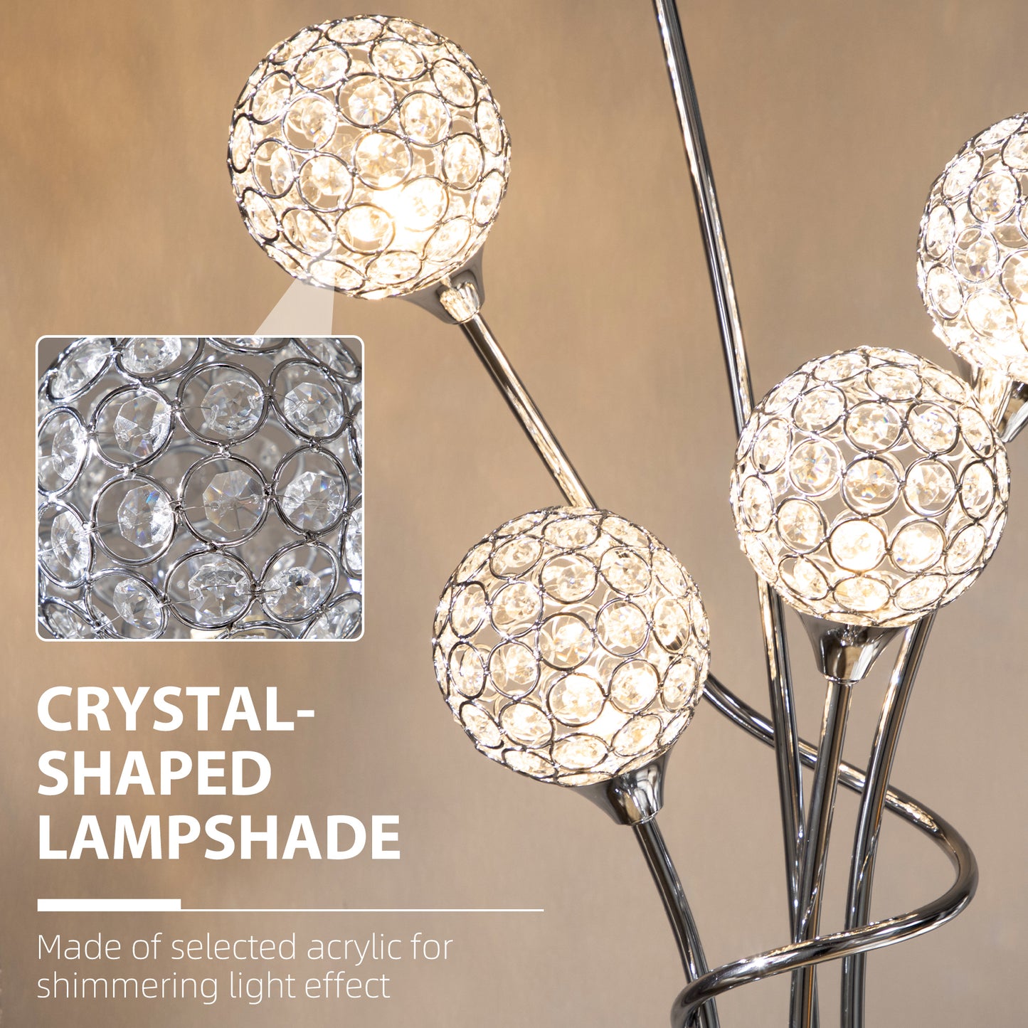 5-Light K9 Crystal Standing Floor Lamp | The Luminous Cluster