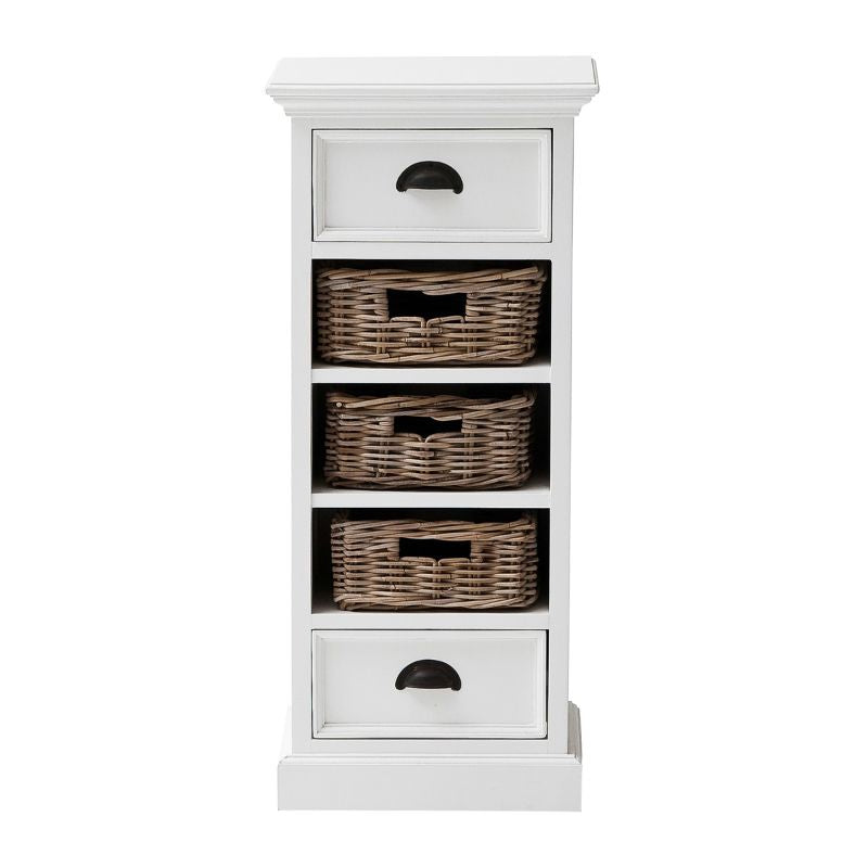 Nova Solo Storage Unit with Basket Set White Mahogany