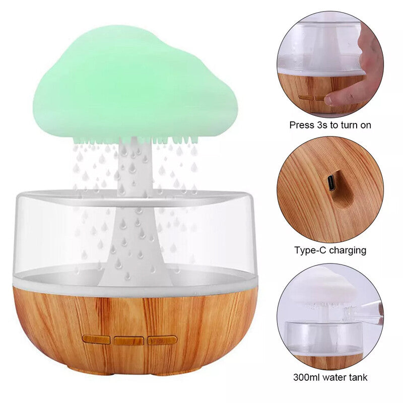 Mini Rain Cloud Air Humidifier Aroma Diffuser 7 Color Night Light | The Rainfall Mist
