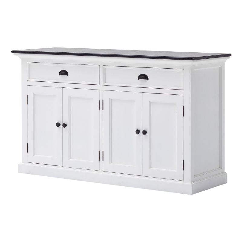 Nova Solo Classic Buffet Storage Drawer White Mahogany with Black Top