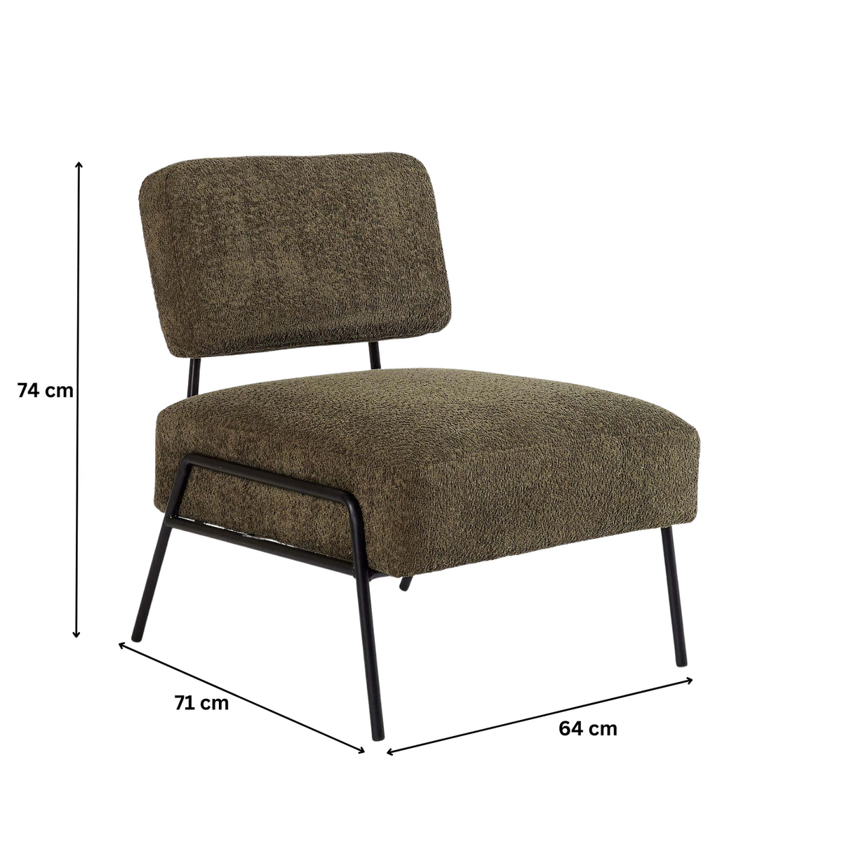 Boucle Accent Chair with Black Metal Legs | The Olive Curve