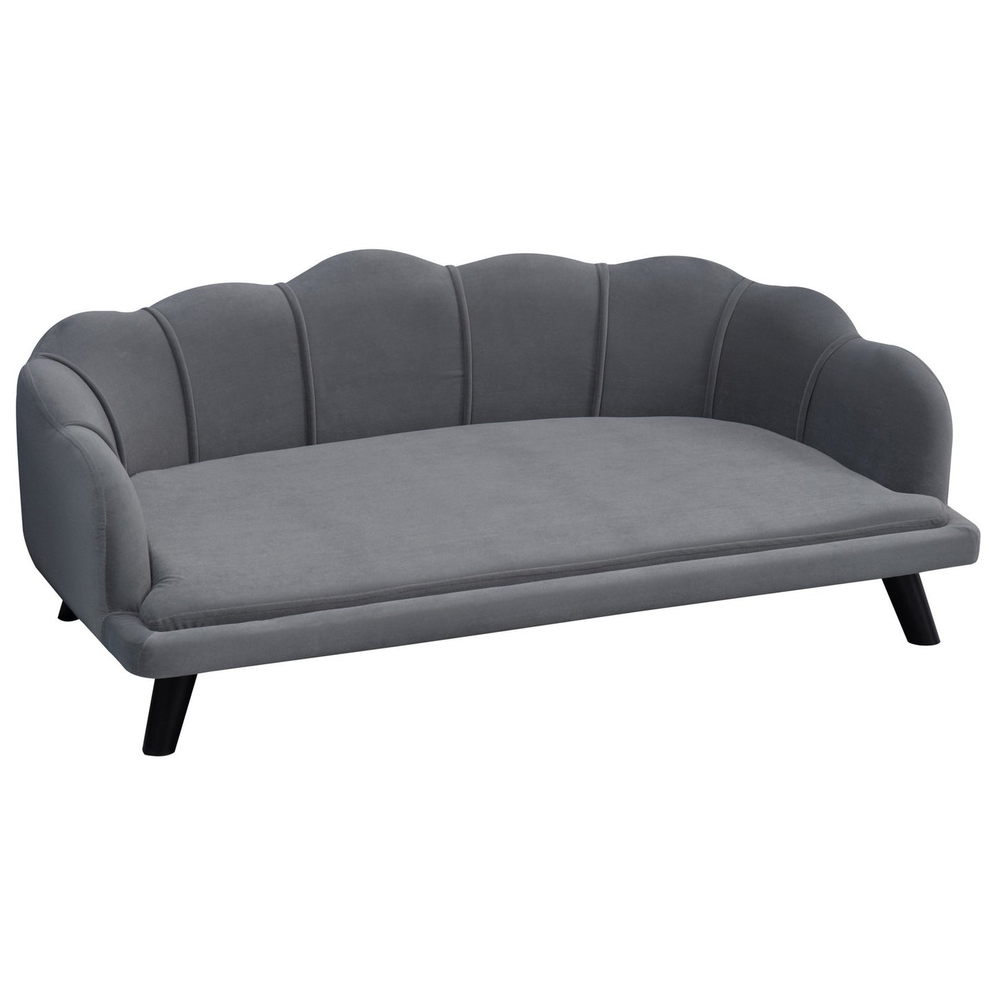 Shell Shaped Pet Sofa Bed with Wooden Legs | The Scallop Chaise