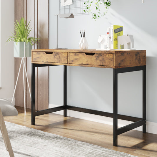 Brown Industrial 2-Drawer Work & Dressing Table | The Nomad Hub