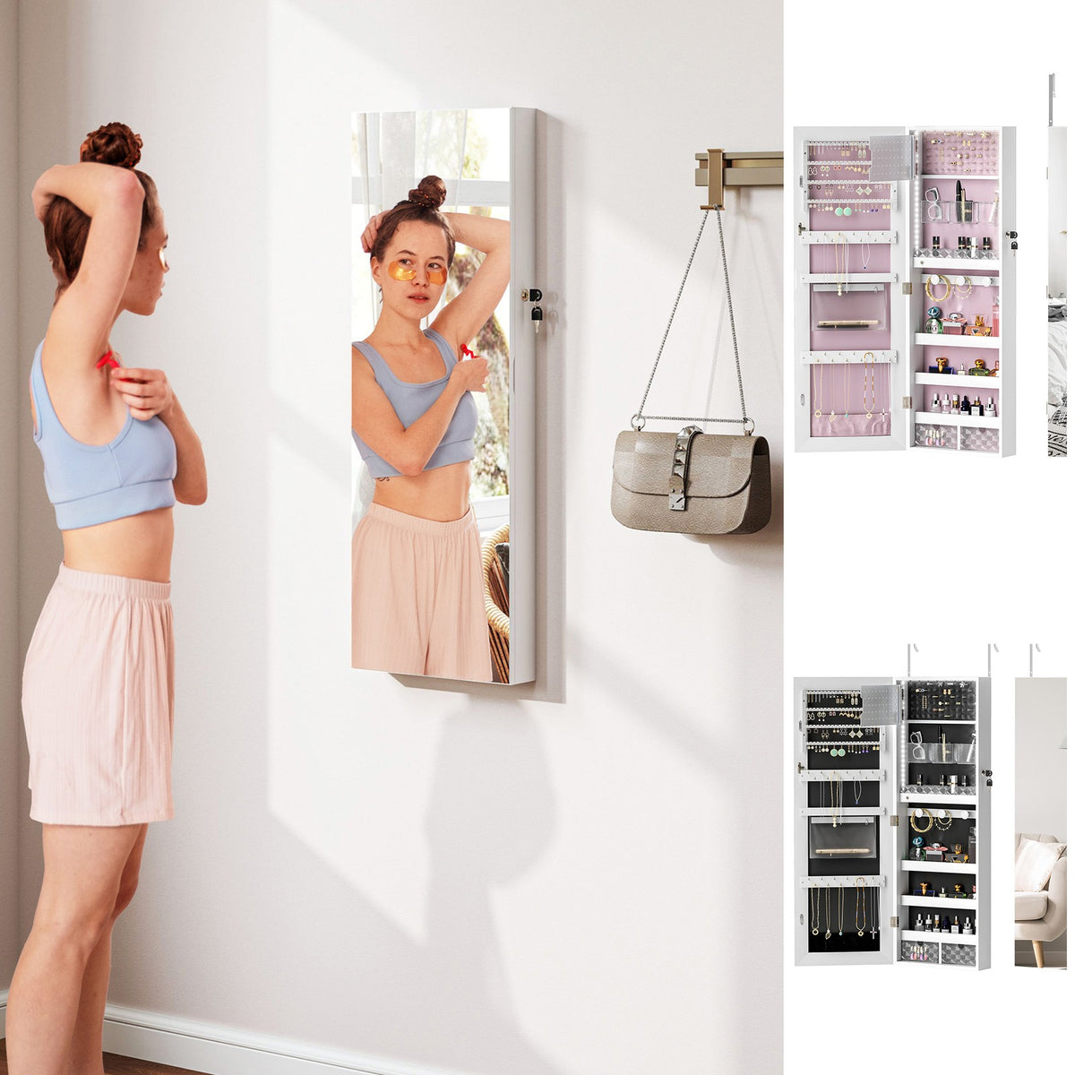 Full Length Mirror Jewellery Cabinet Storage with LED Lights | The Prism Armoire