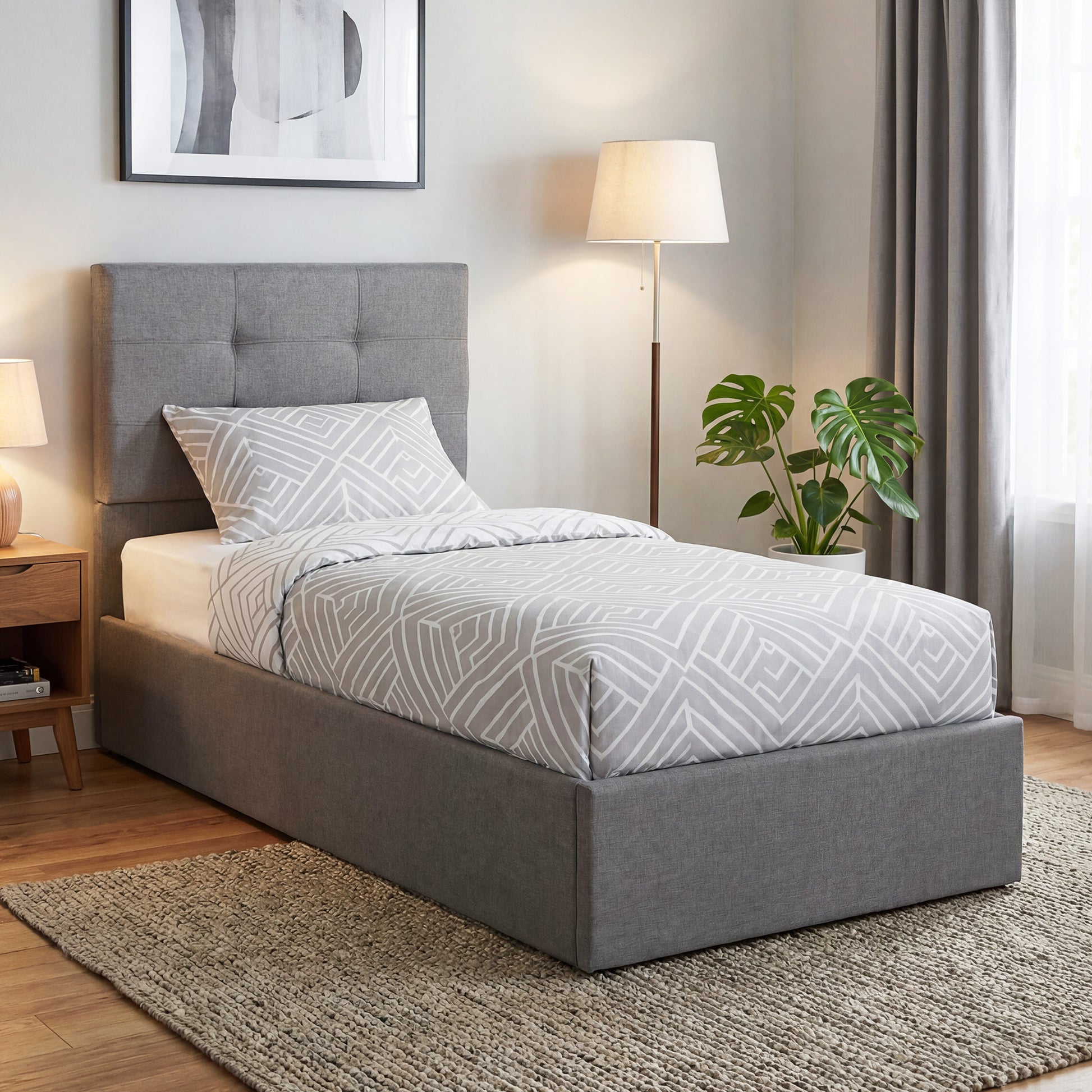 Upholstered Ottoman Bed Frame with Gas Lift Storage | The Haven Lift