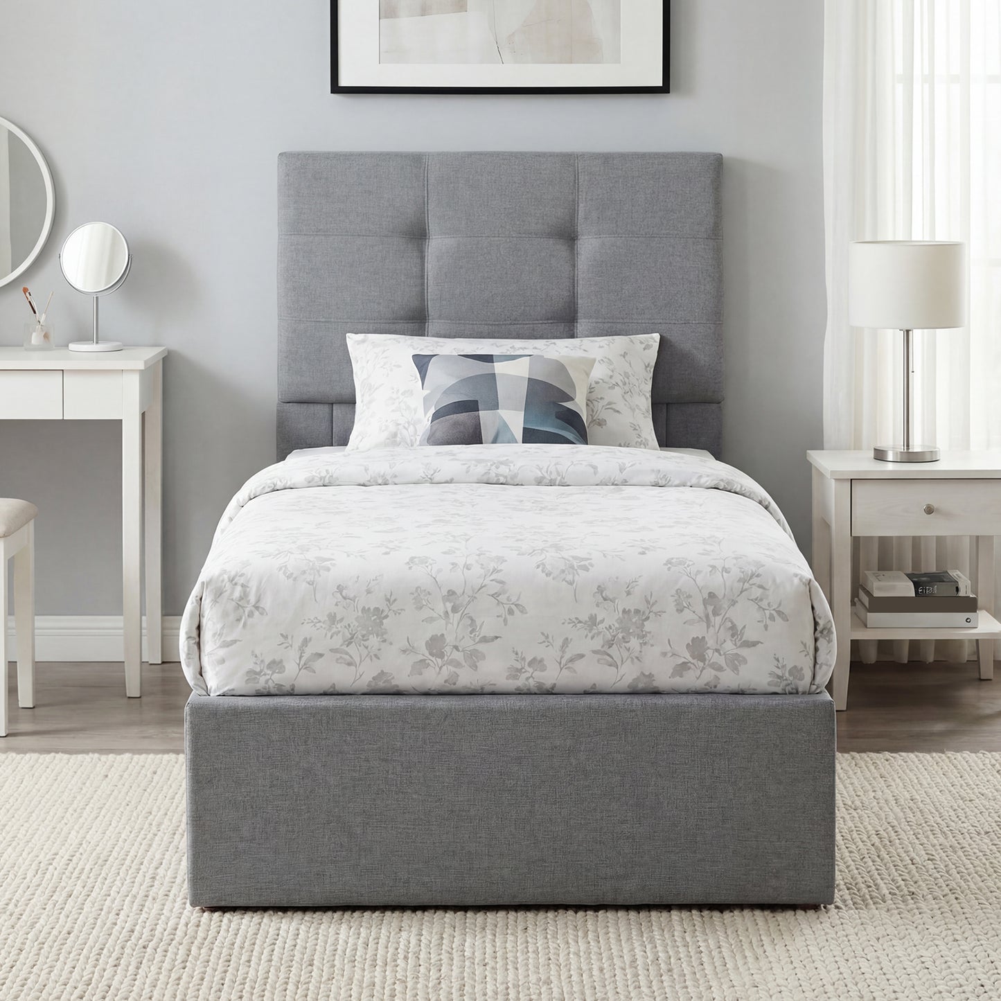 Upholstered Ottoman Bed Frame with Gas Lift Storage | The Haven Lift