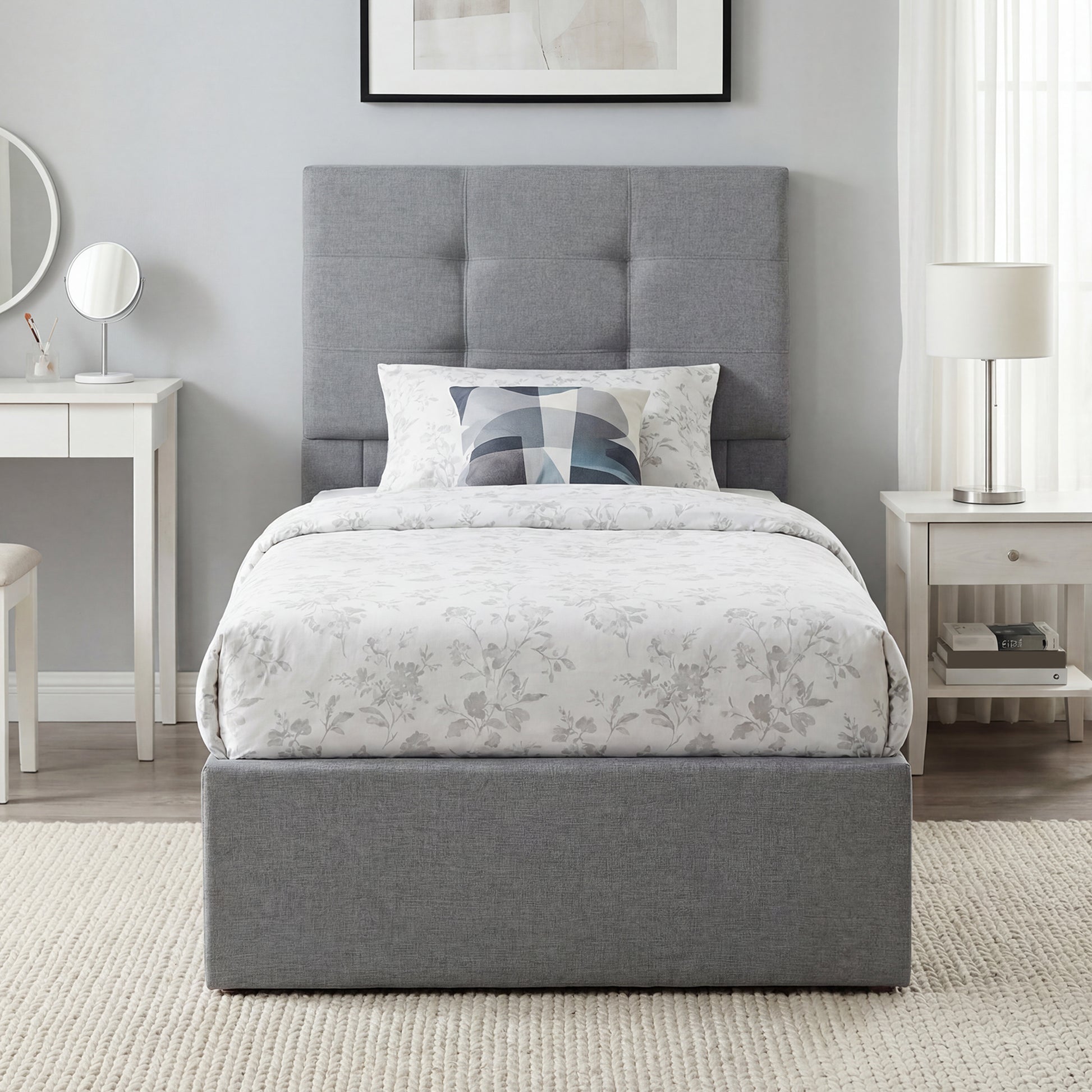 Upholstered Ottoman Bed Frame with Gas Lift Storage | The Haven Lift