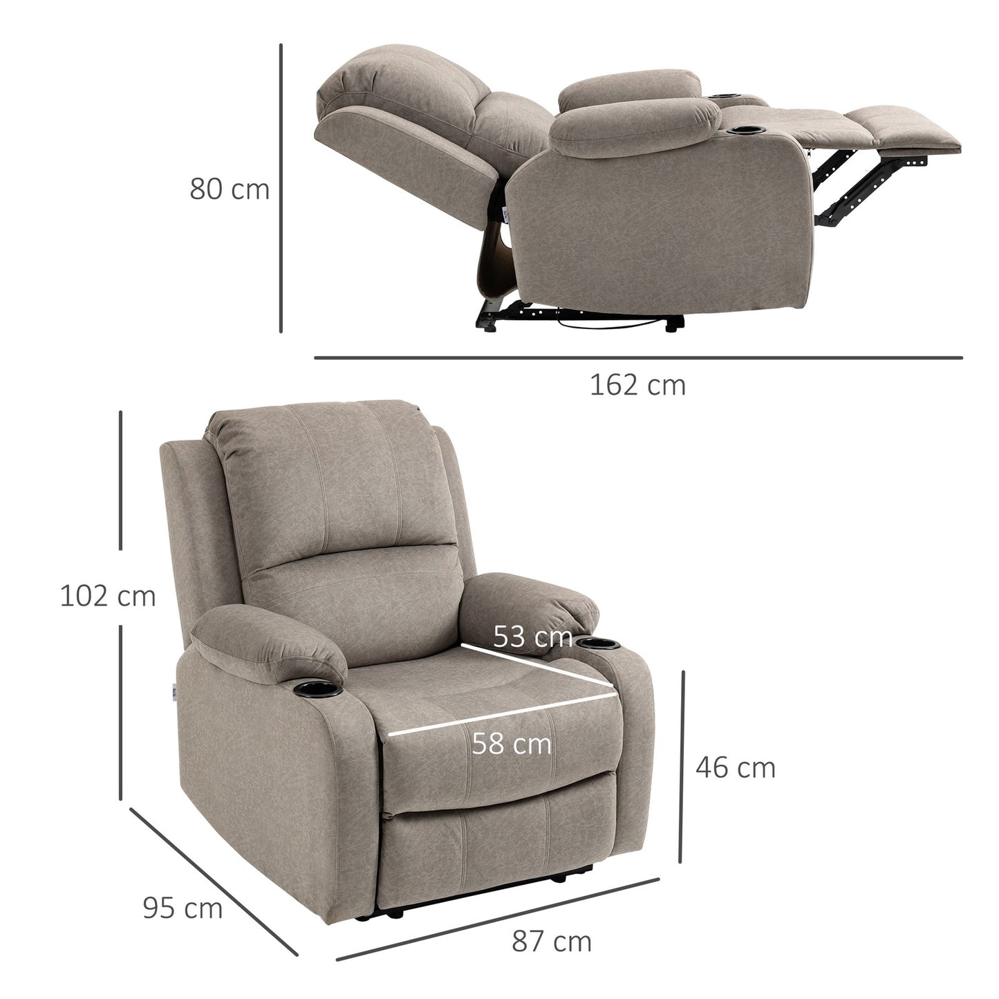 Manual Recliner Armchair with Dual Cup Holders | The HOMCOM Haven Lounger