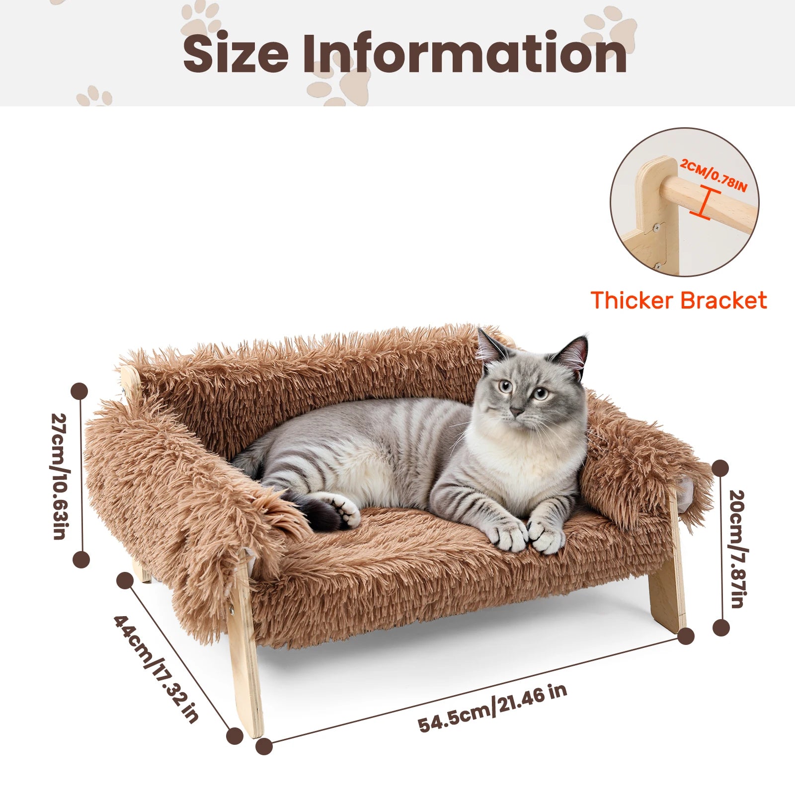 Raised Plush Cat Sofa Bed with Wooden Legs | The Whisker Chaise
