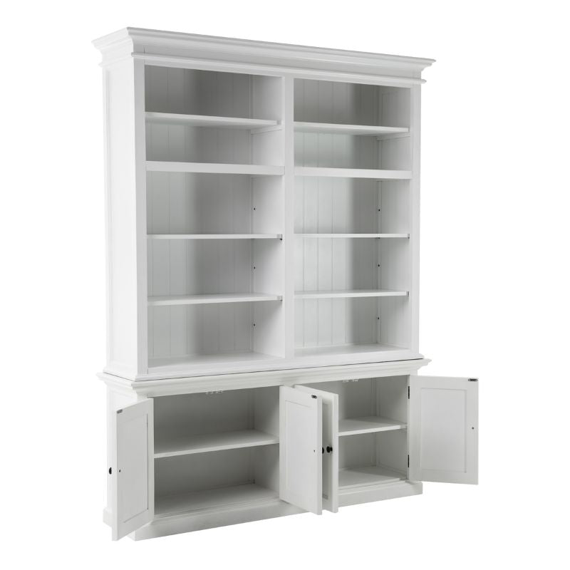 Nova Solo Double-Bay Hutch Cabinet Unit White Mahogany