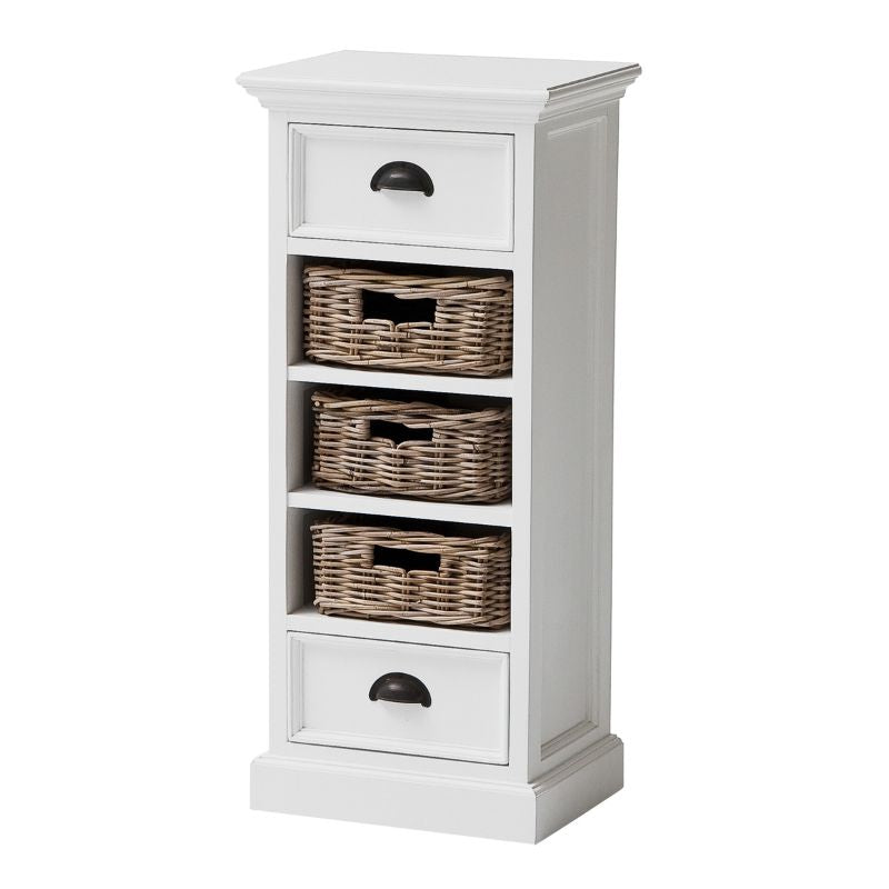 Nova Solo Storage Unit with Basket Set White Mahogany