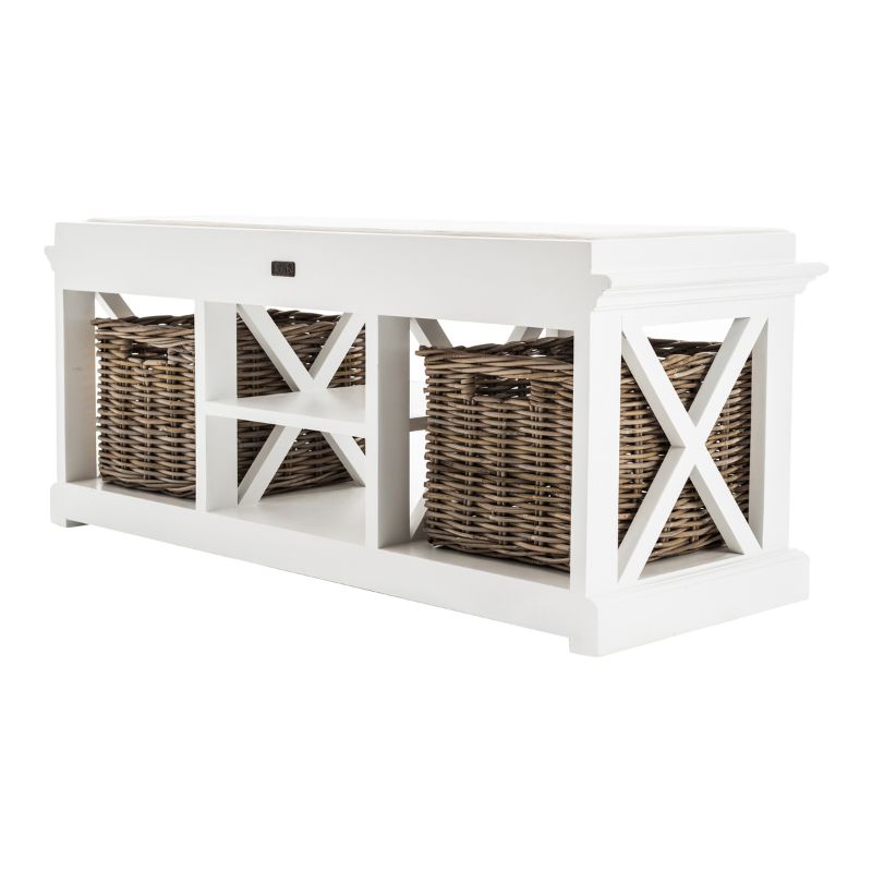 Nova Solo Bench & Basket Set White Mahogany