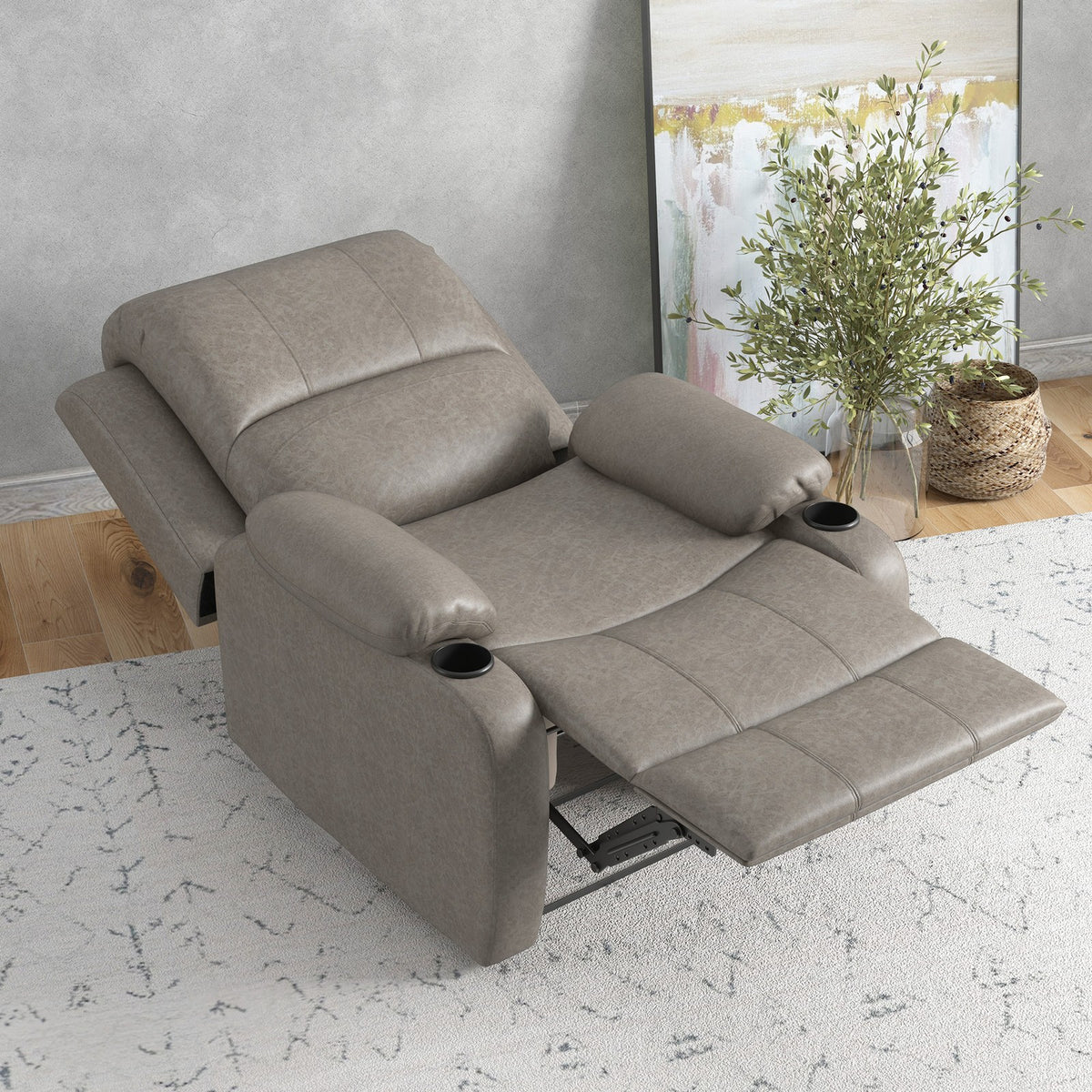 Manual Recliner Armchair with Dual Cup Holders | The HOMCOM Haven Lounger