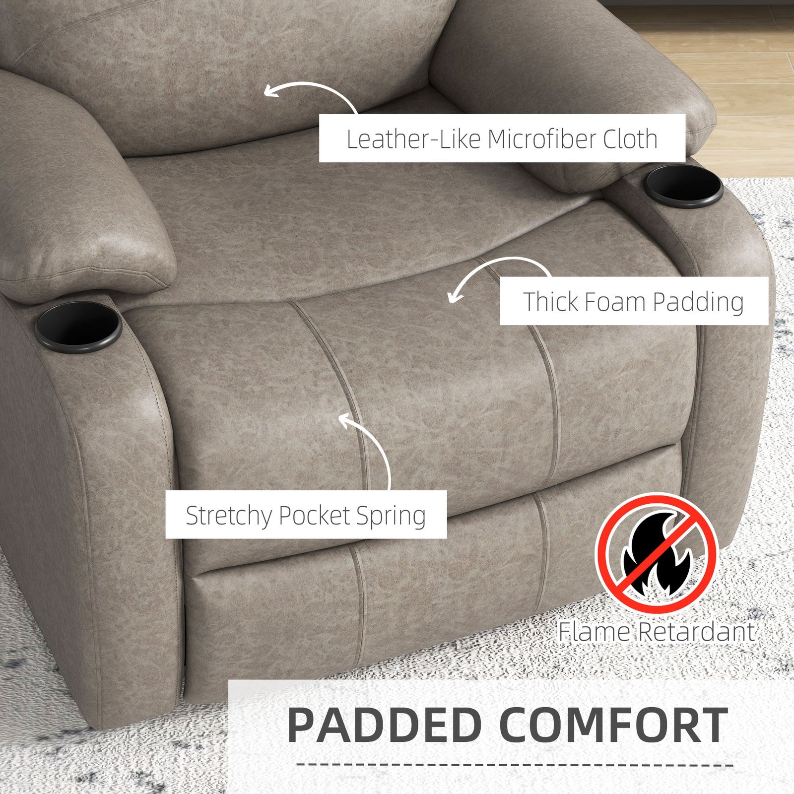 Manual Recliner Armchair with Dual Cup Holders | The HOMCOM Haven Lounger