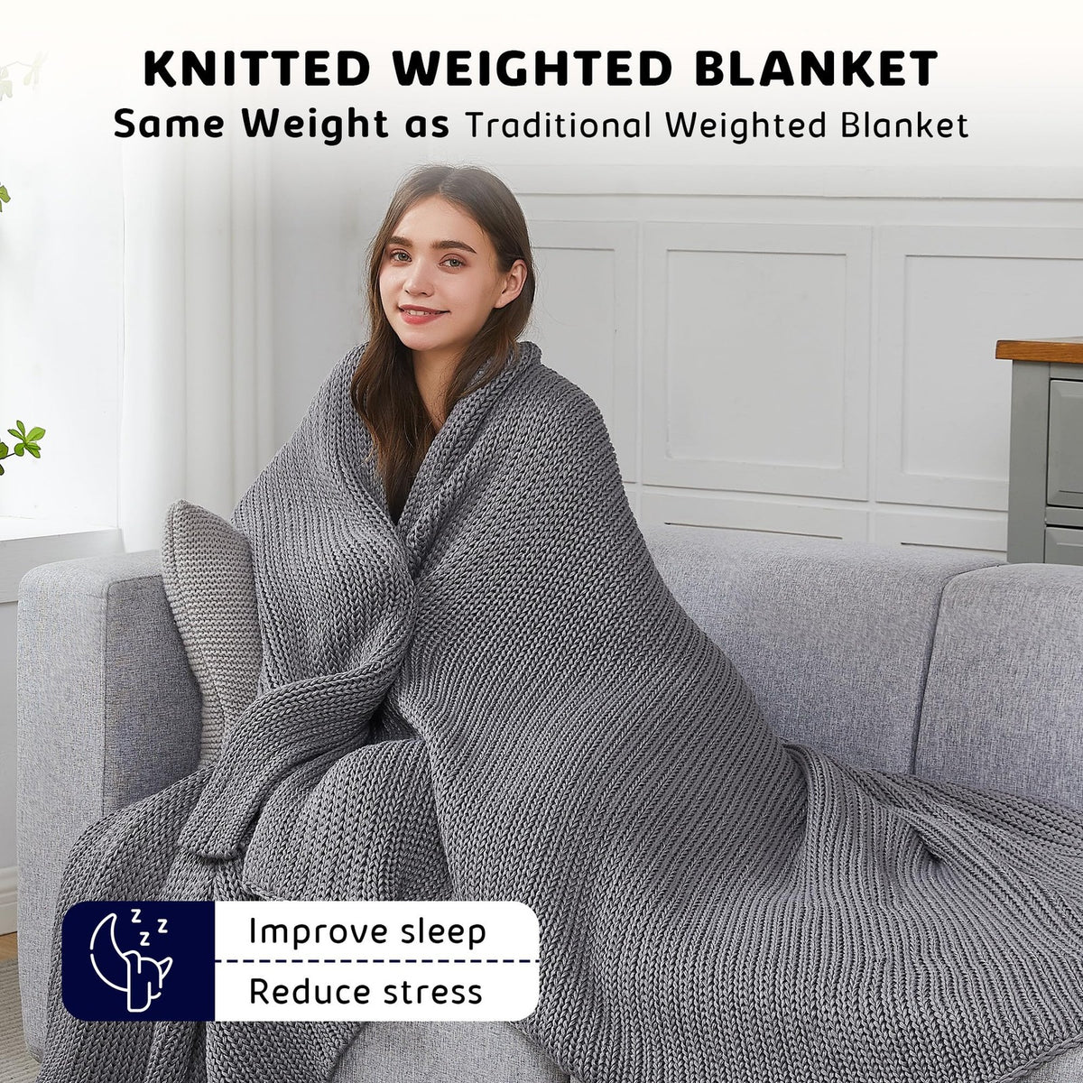 Knitted Weighted Blanket Cooling Chunky Heavy Throw | The Grounding Cocoon