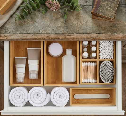3-Piece Bamboo Drawer Set & Luxury Tea Chest | The Organised Bamboo Grove
