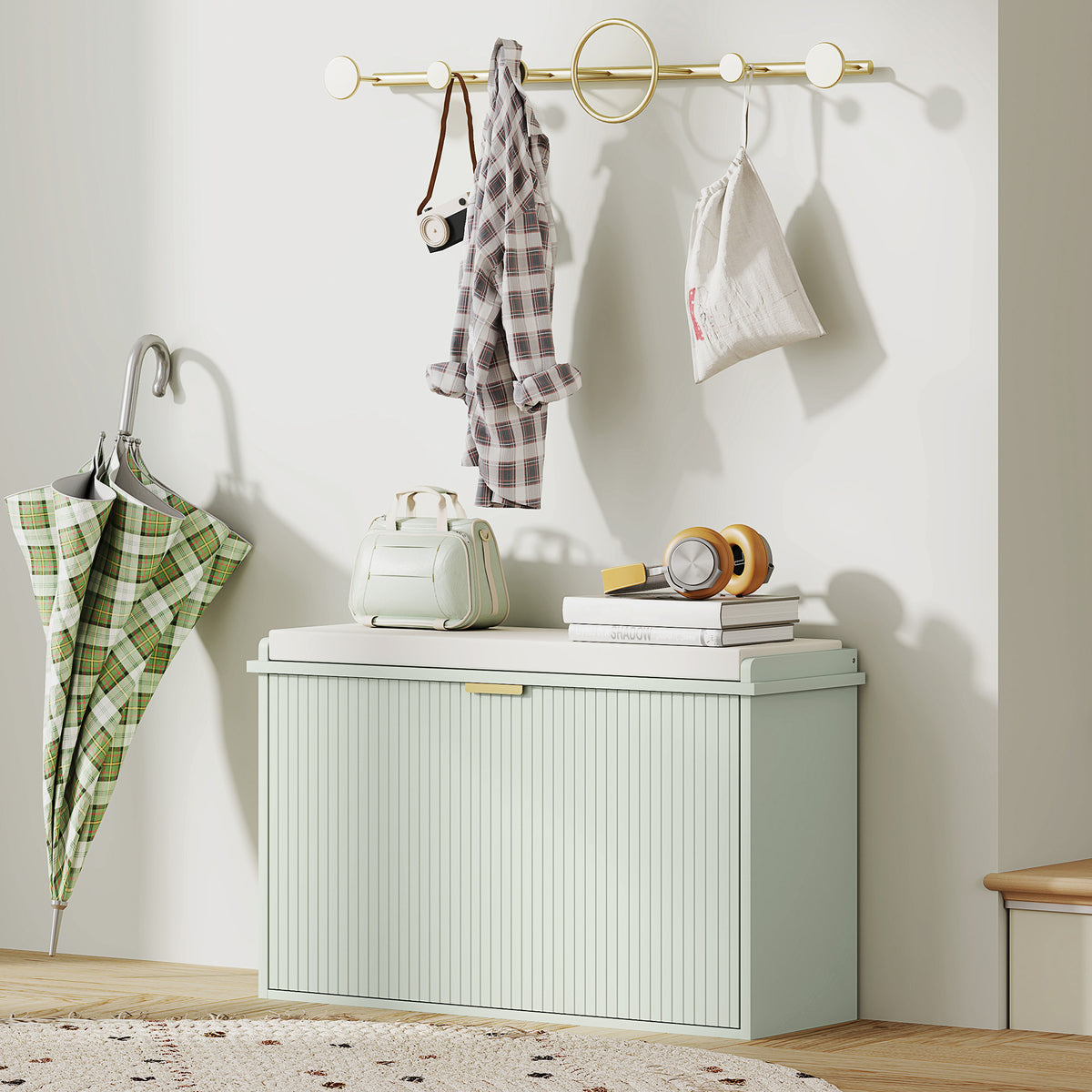 Entryway Shoe Storage Padded Seat Bench with Flip-Drawer | The Entryway Anchor