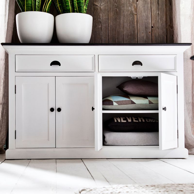 Nova Solo Buffet with 4 Doors 3 Drawers White Mahogany