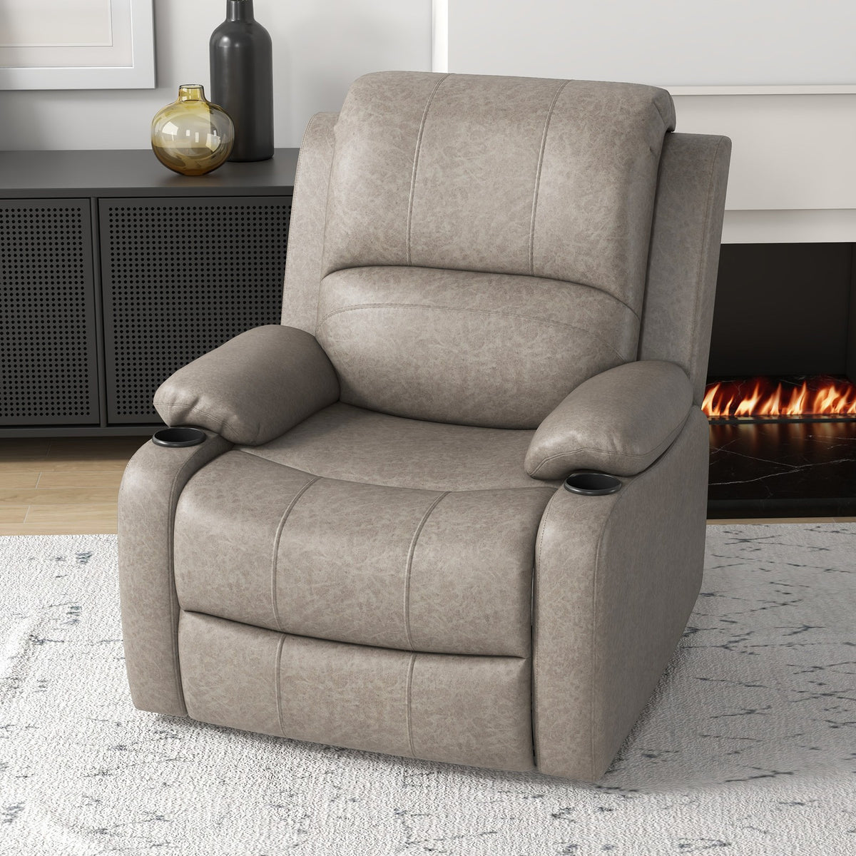 Manual Recliner Armchair with Dual Cup Holders | The HOMCOM Haven Lounger