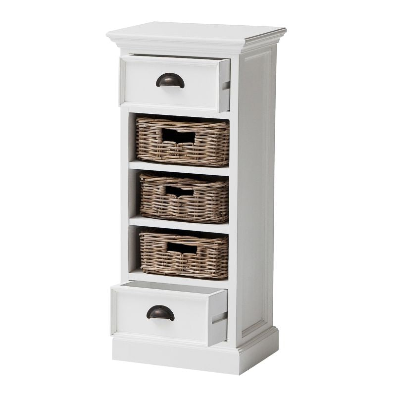 Nova Solo Storage Unit with Basket Set White Mahogany