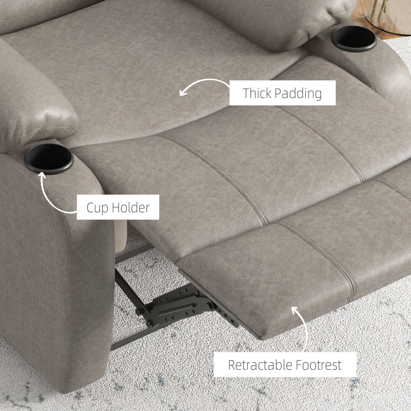 Manual Recliner Armchair with Dual Cup Holders | The HOMCOM Haven Lounger