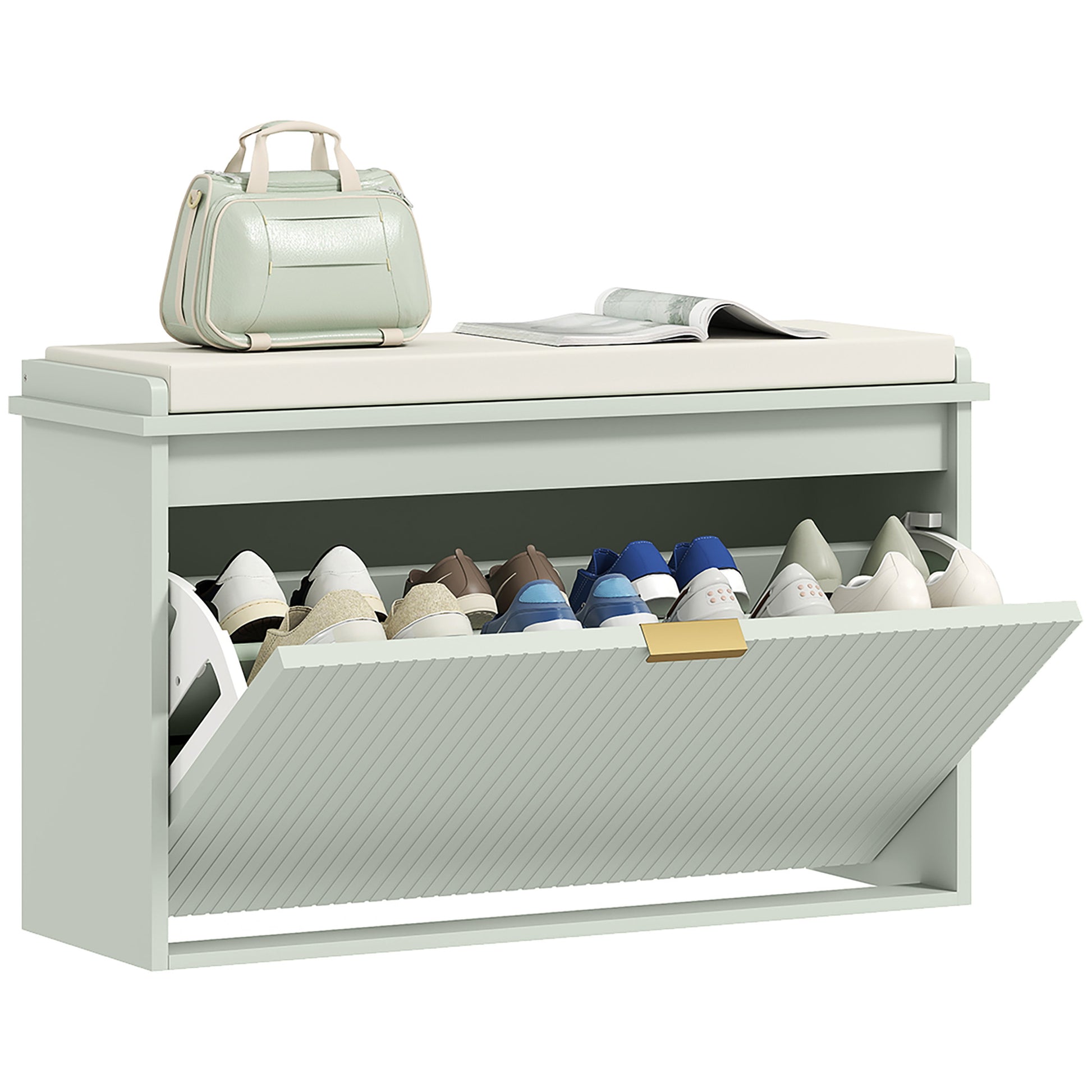 Entryway Shoe Storage Padded Seat Bench with Flip-Drawer | The Entryway Anchor