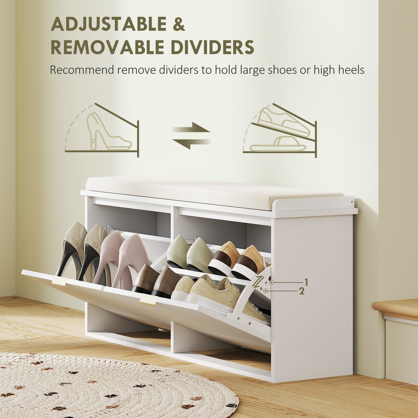 Entryway Shoe Storage Padded Seat Bench with Flip-Drawer | The Entryway Anchor