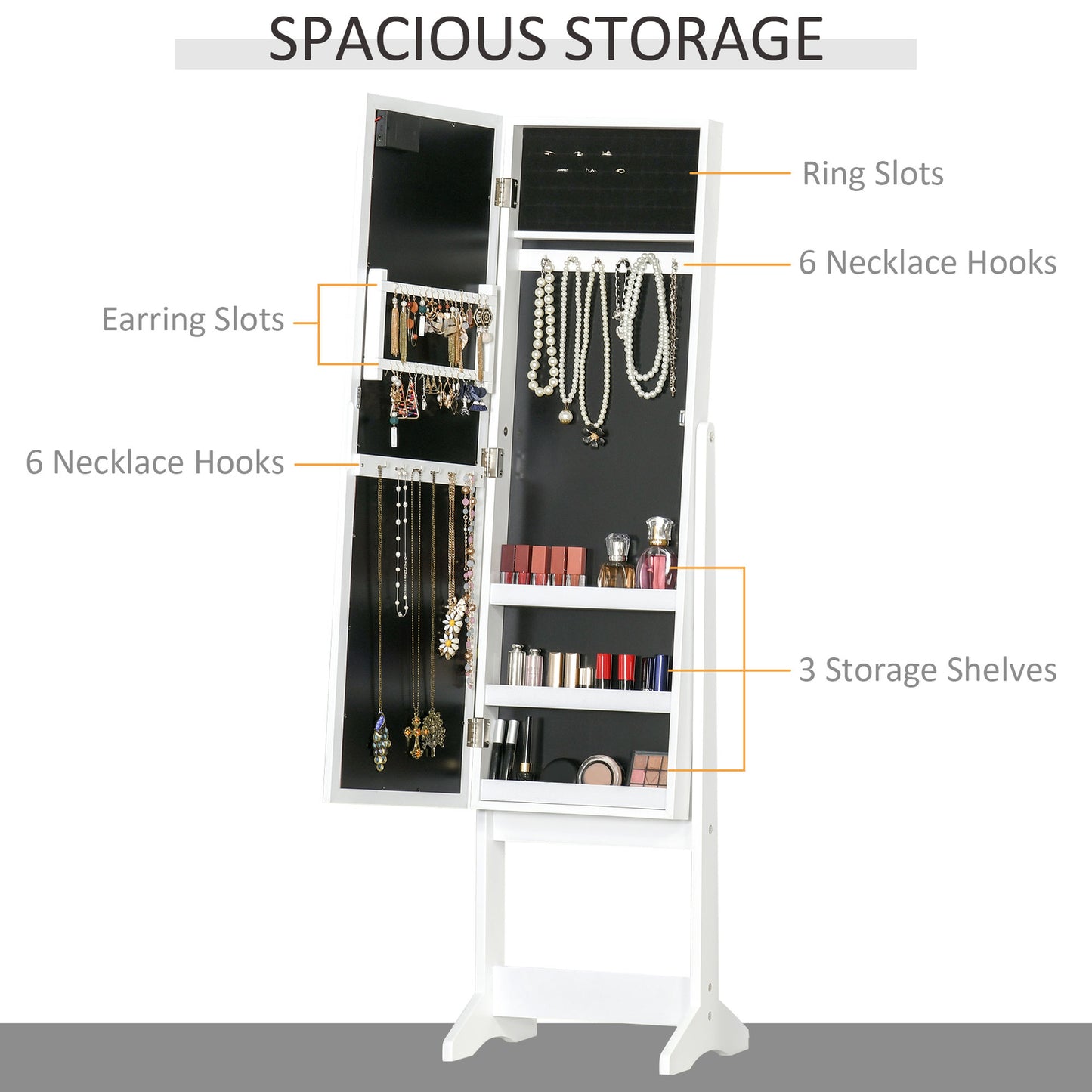 LED Mirrored Jewelry Armoire | The Lumina Vault