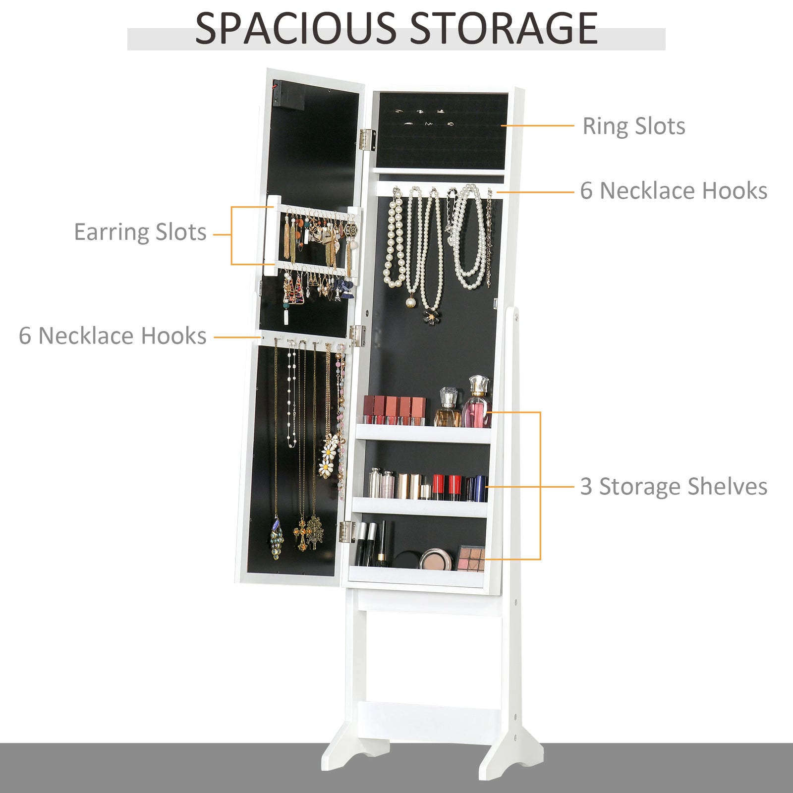 LED Mirrored Jewelry Armoire | The Lumina Vault