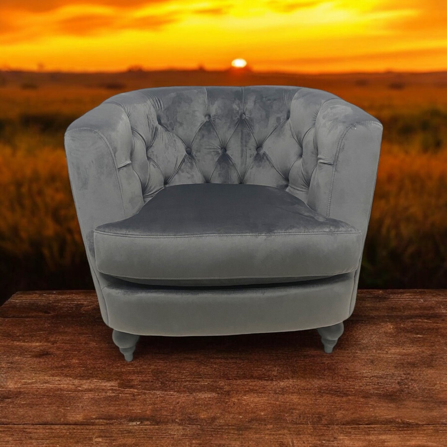 Velvet Barrel Tub Accent Armchair | The Charcoal Arc