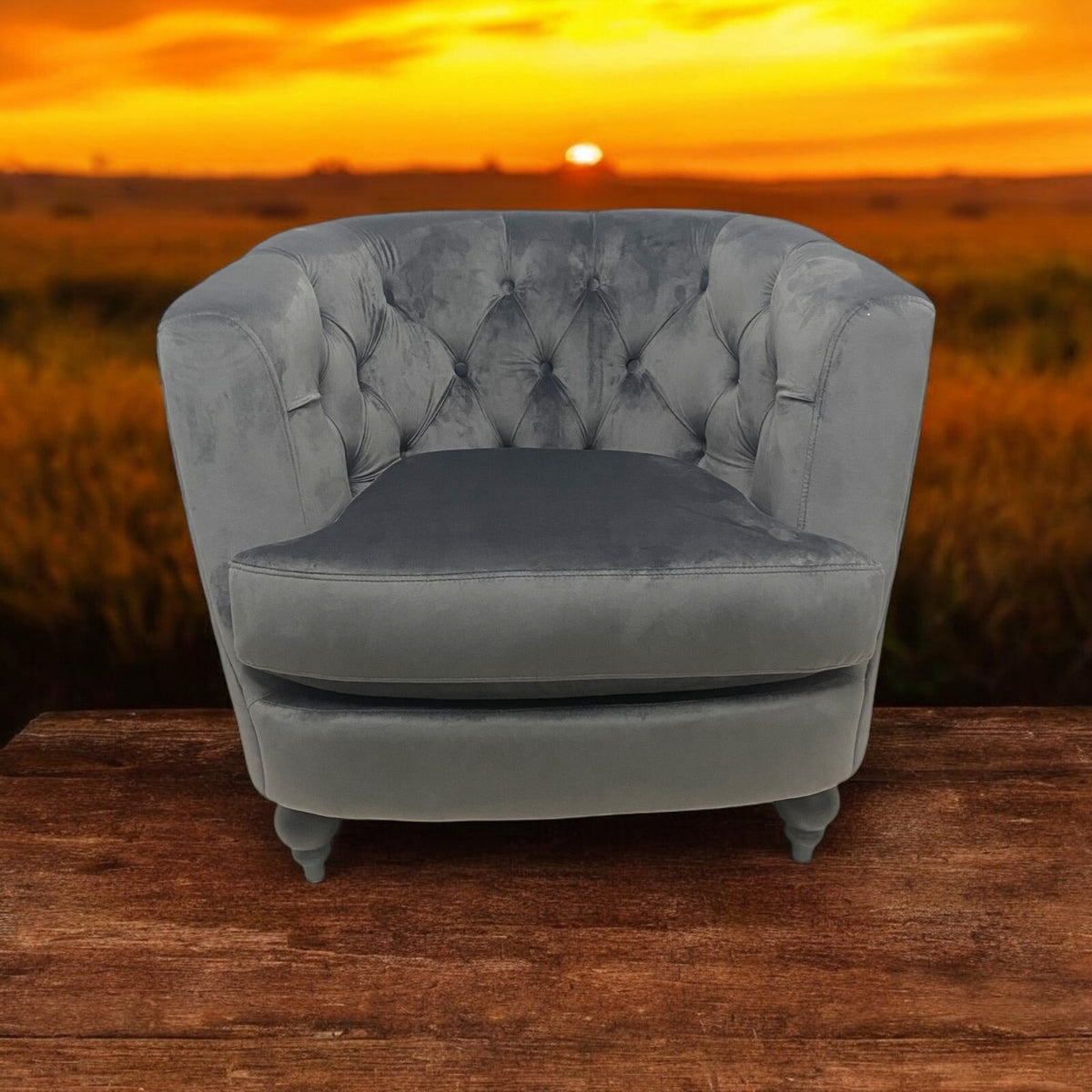 Velvet Barrel Tub Accent Armchair | The Charcoal Arc