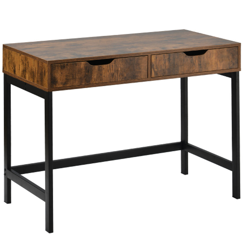 Brown Industrial 2-Drawer Work & Dressing Table | The Nomad Hub