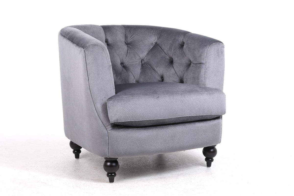Velvet Barrel Tub Accent Armchair | The Charcoal Arc