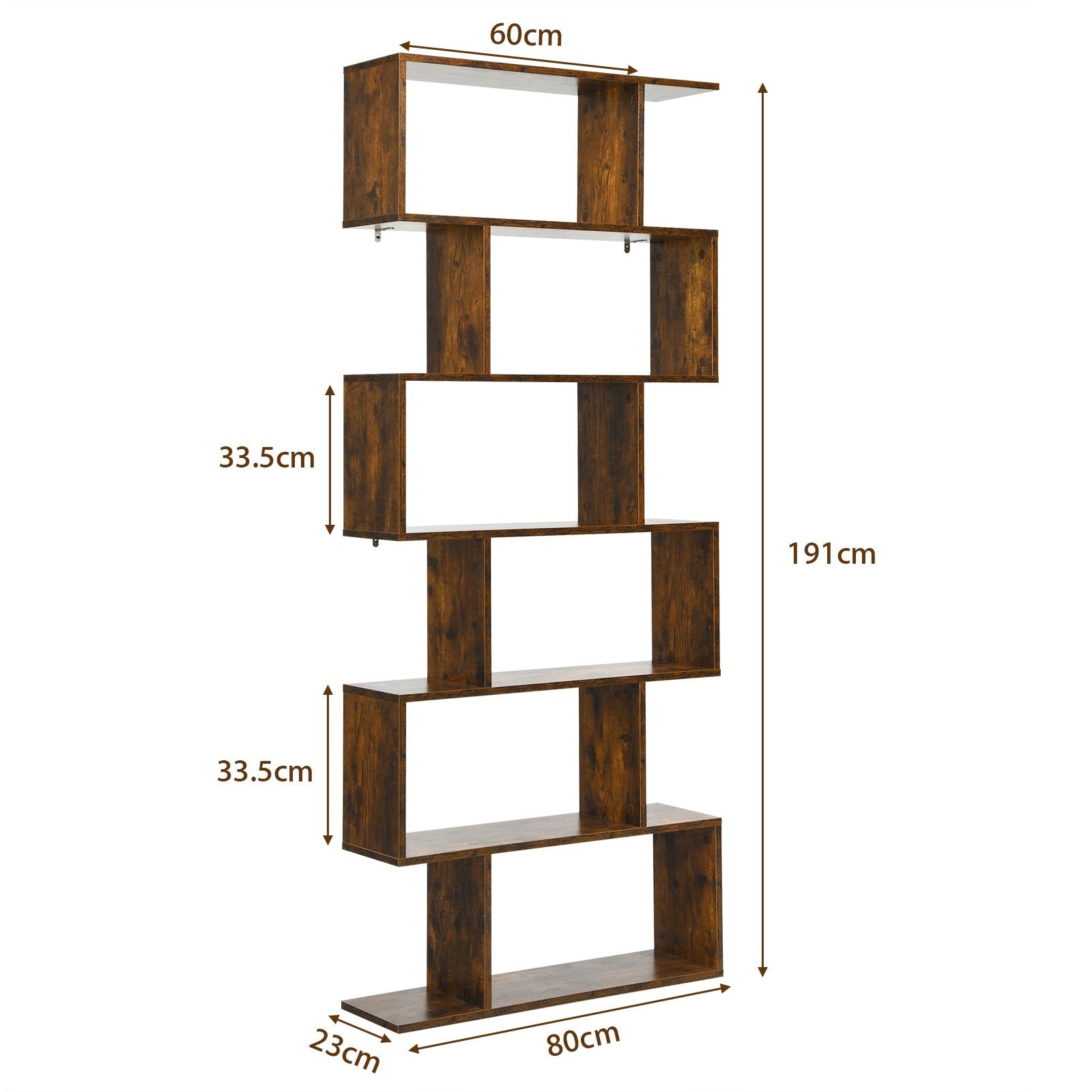 6-Tier S-Shaped Geometric Bookshelf | The Helix Column