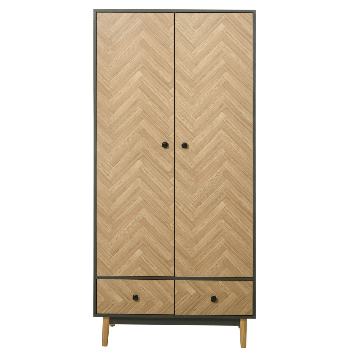 Modern Wardrobe Cabinet with Shelf, Hanging Rod and 2 Drawers | The Nordic Armoire