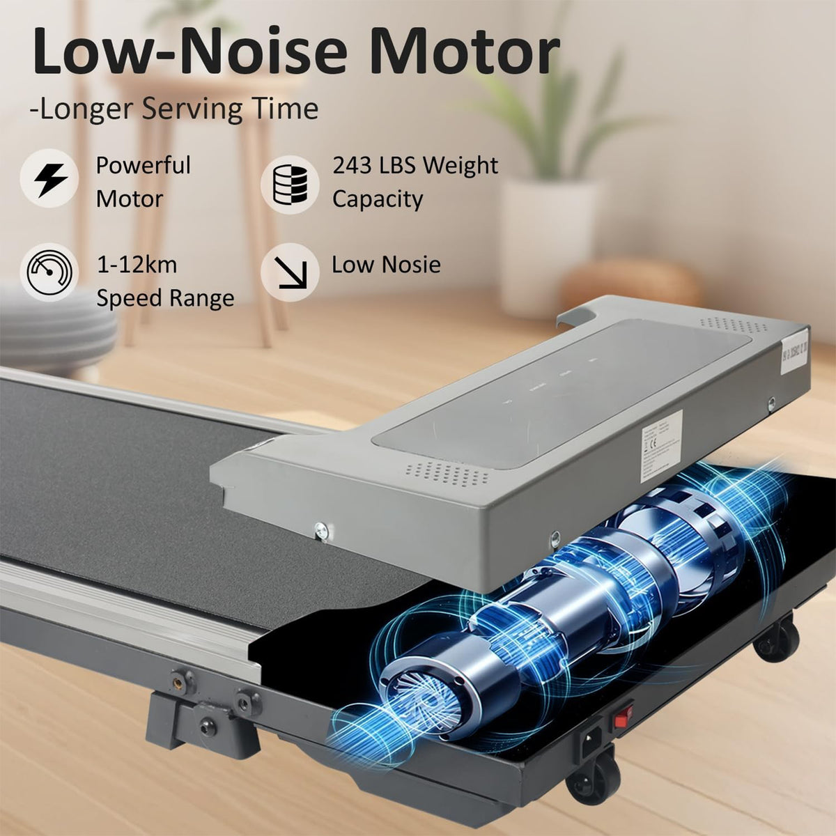 Under-Desk Walking Pad Treadmill with Incline | The Stride Deskpad