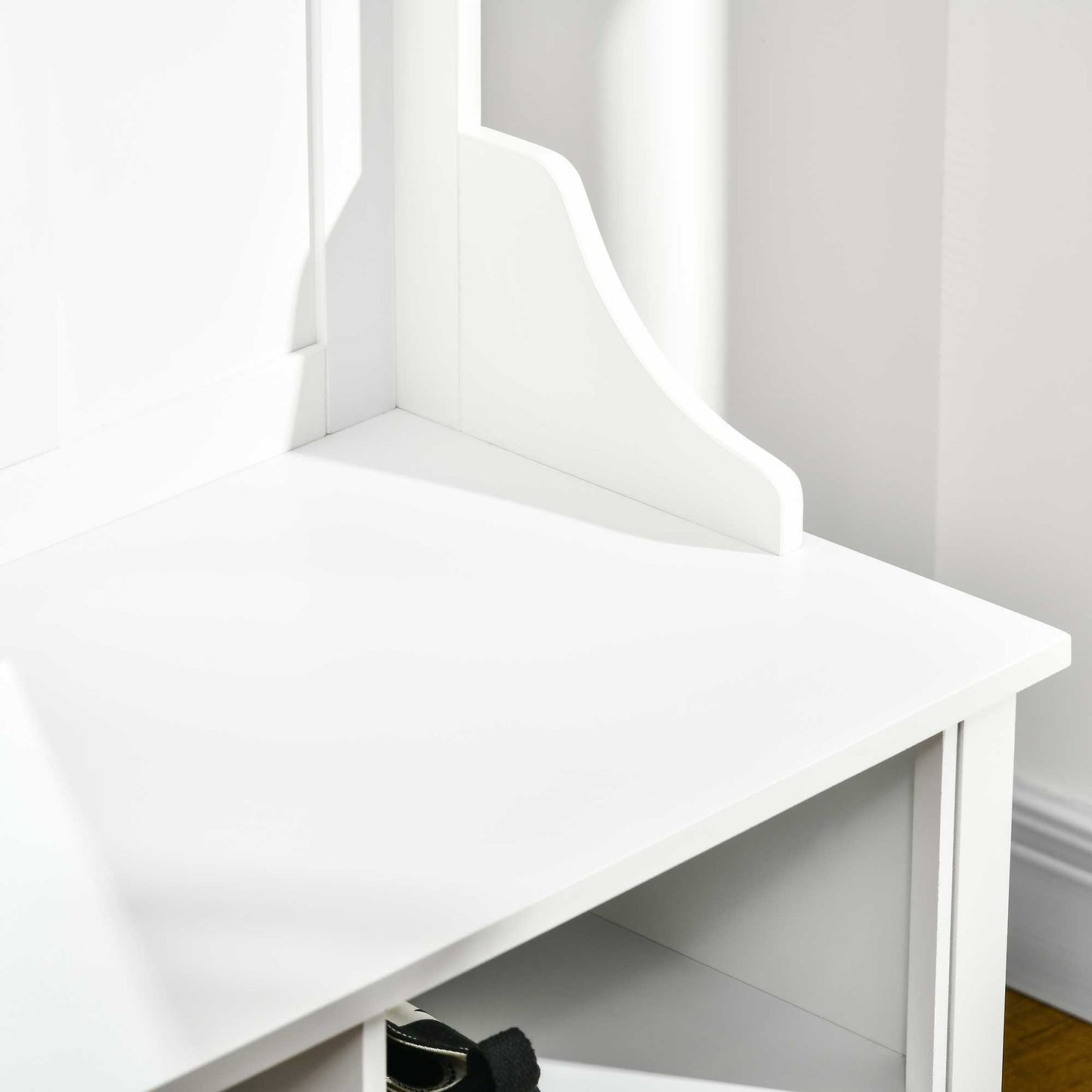 HOMCOM Hallway Storage Bench with Mirror & 4 Coat Hooks | The Entry Valet