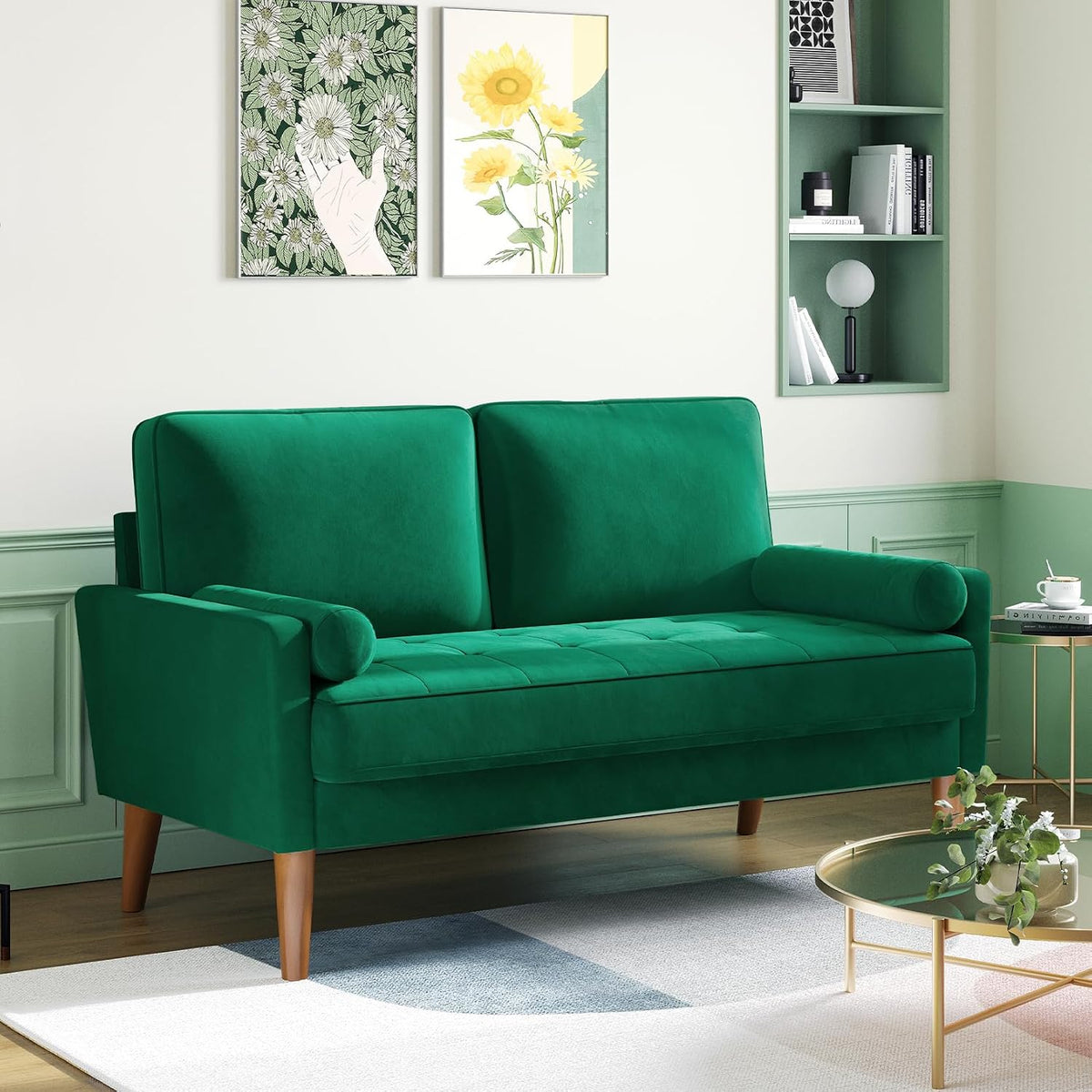 Vesgantti 2 Seater Velvet Sofa Green | The Velvet Loveseat