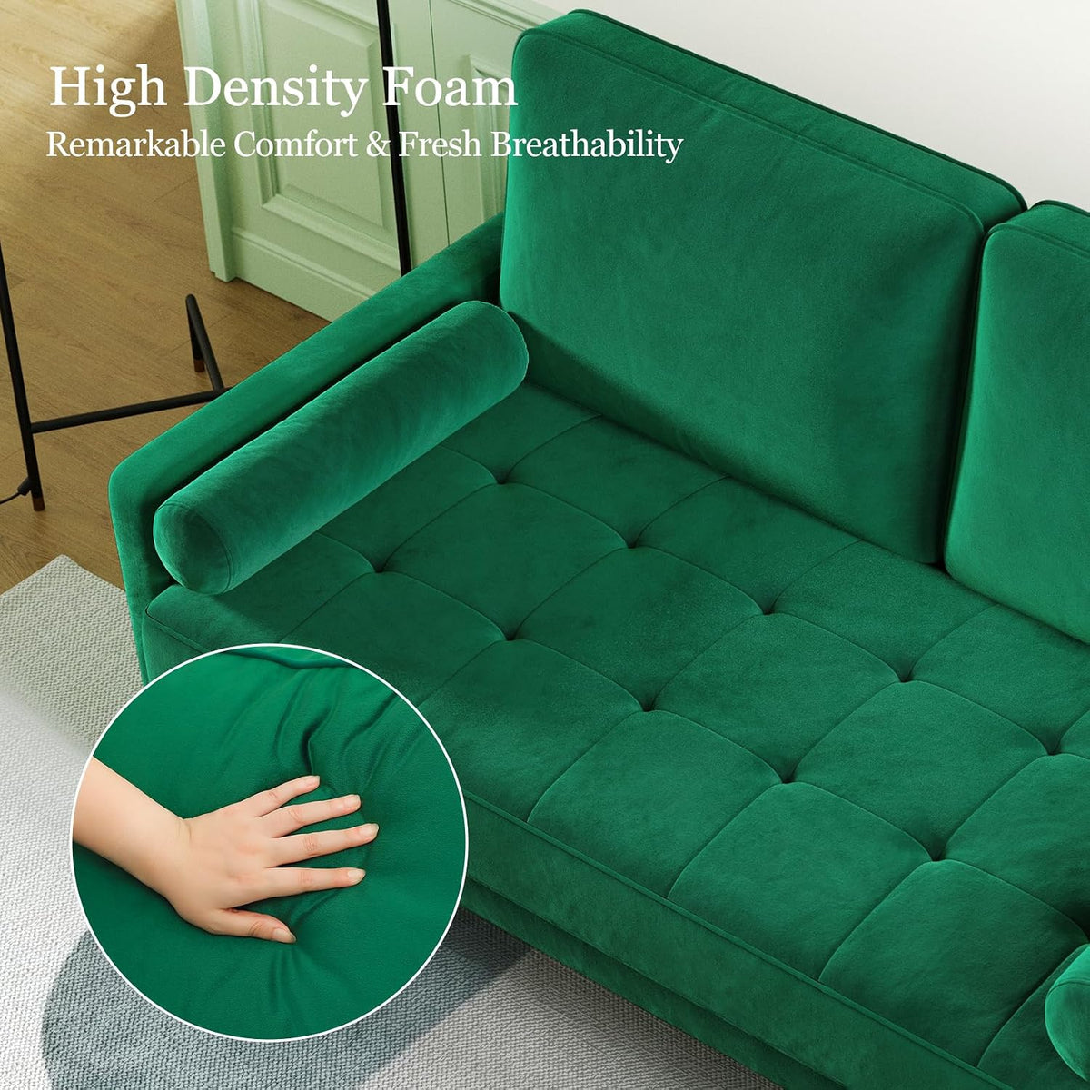 Vesgantti 2 Seater Velvet Sofa Green | The Velvet Loveseat