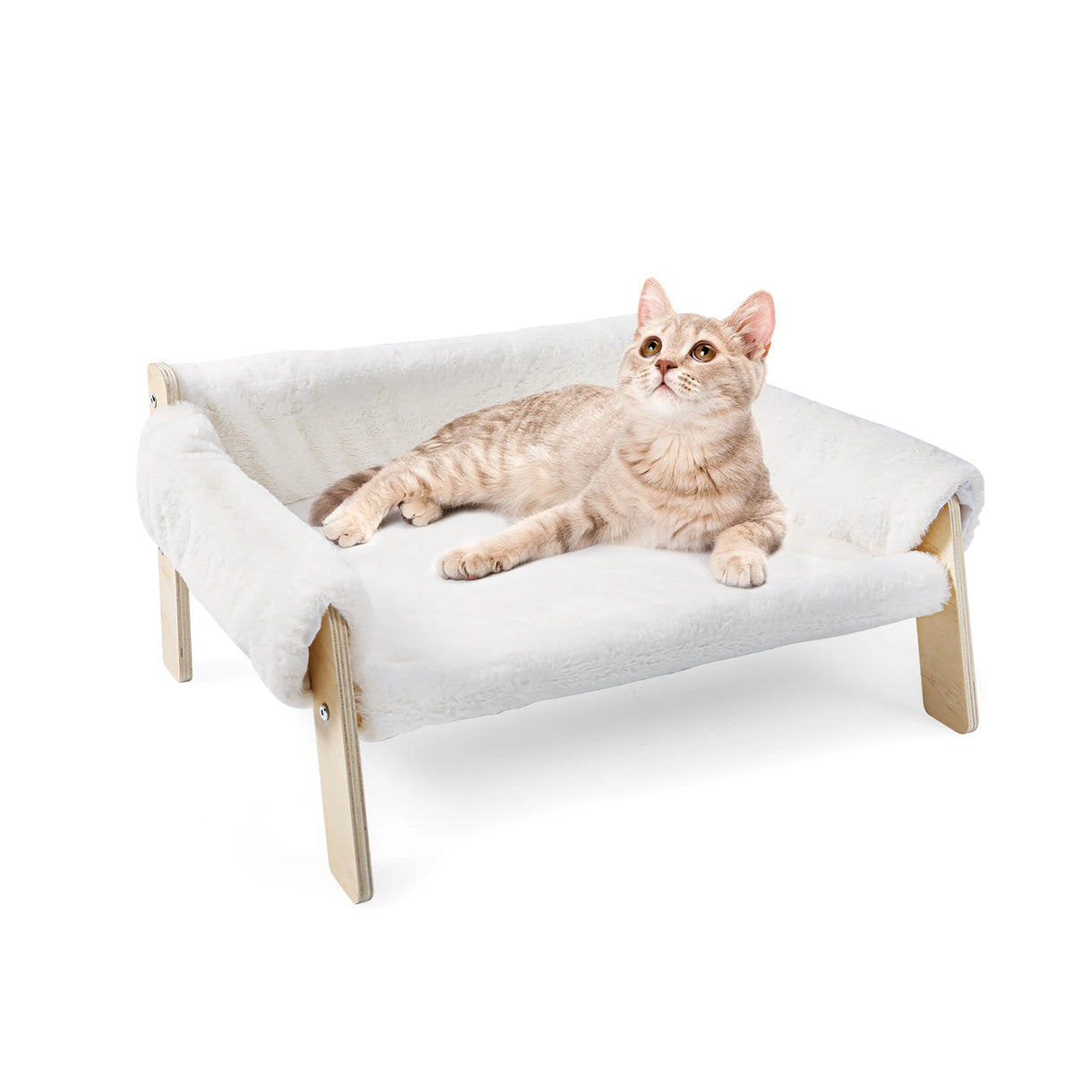 Raised Plush Cat Sofa Bed with Wooden Legs | The Whisker Chaise