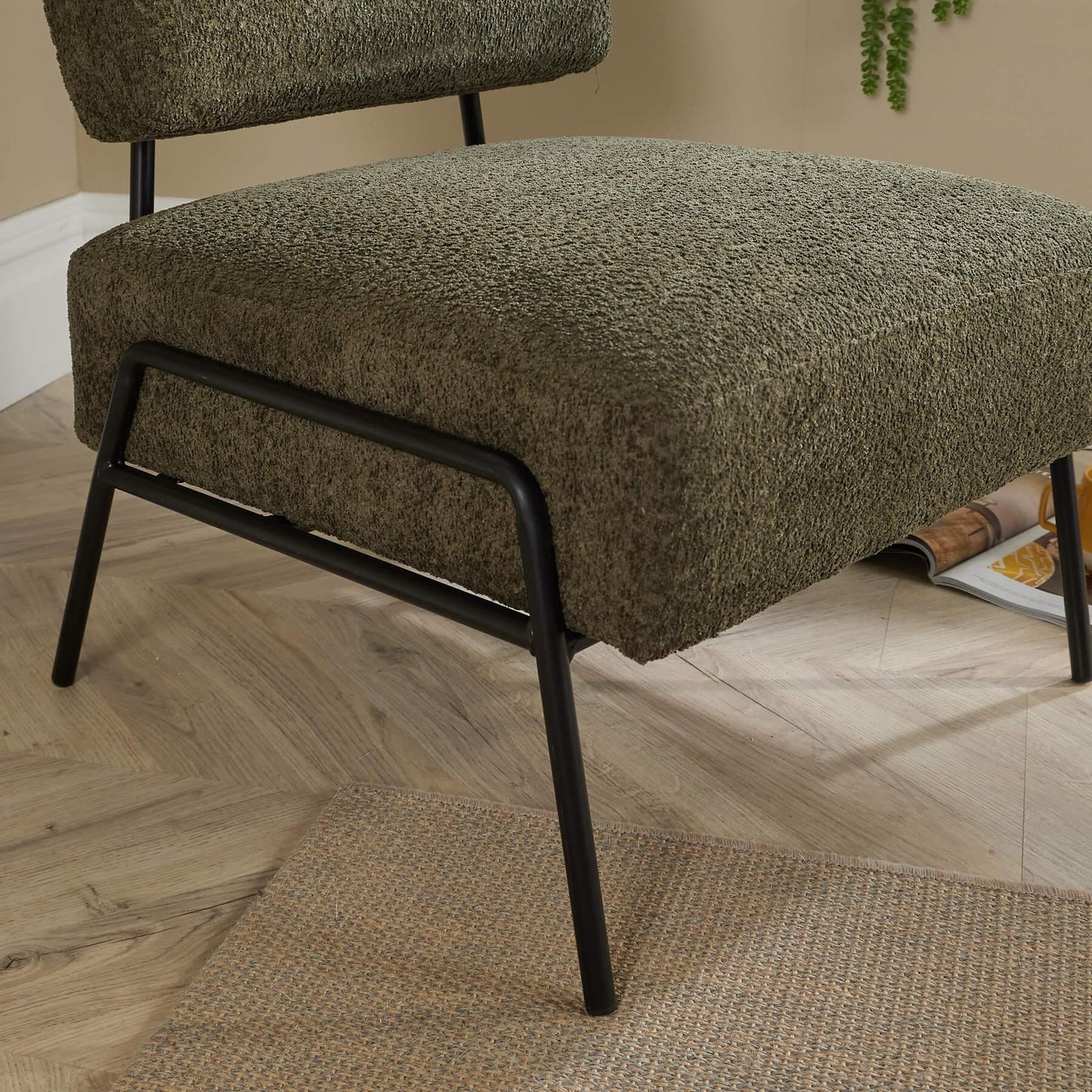 Boucle Accent Chair with Black Metal Legs | The Olive Curve