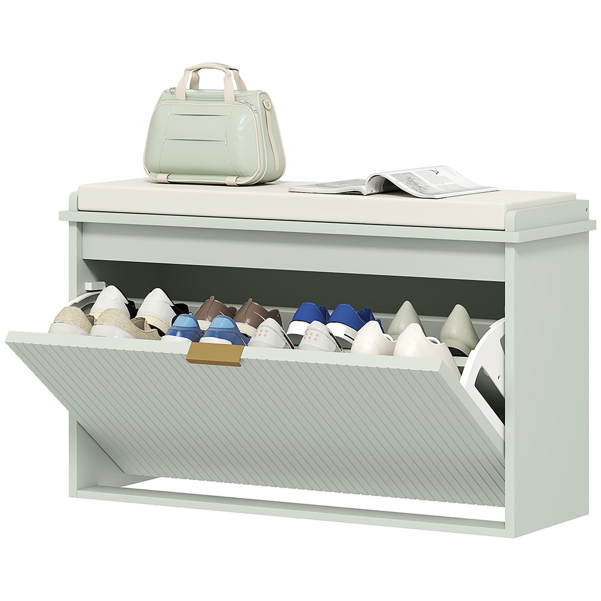 Entryway Shoe Storage Padded Seat Bench with Flip-Drawer | The Entryway Anchor