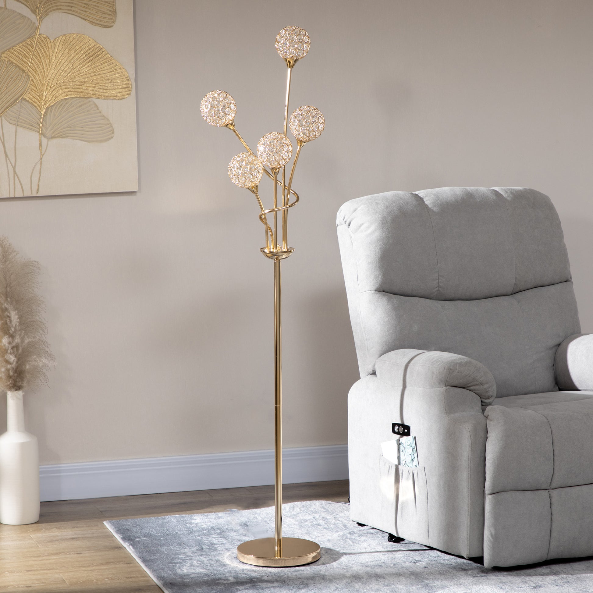 5-Light K9 Crystal Standing Floor Lamp | The Luminous Cluster
