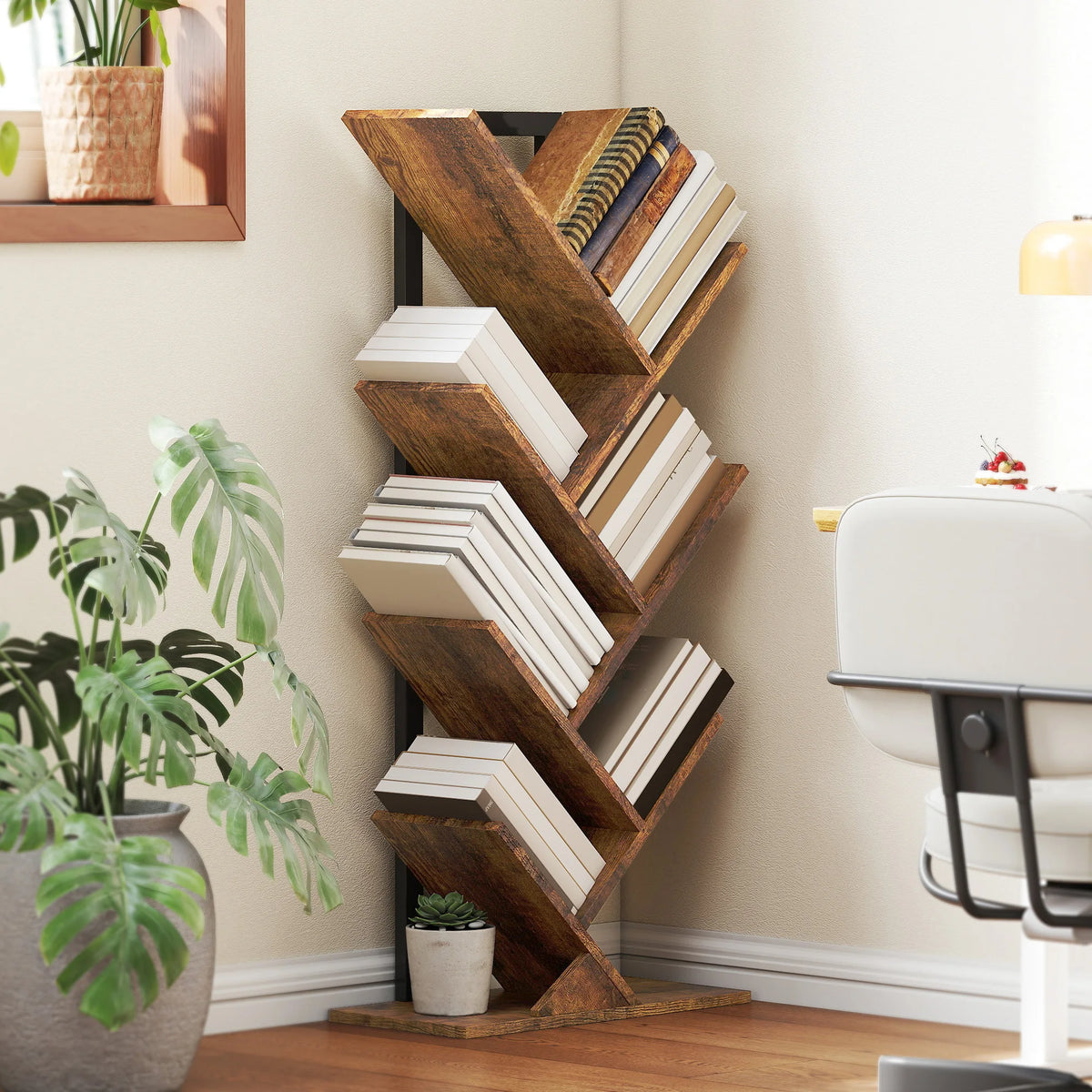 7-Tier Tree Bookshelf with Steel Frame | The Stack
